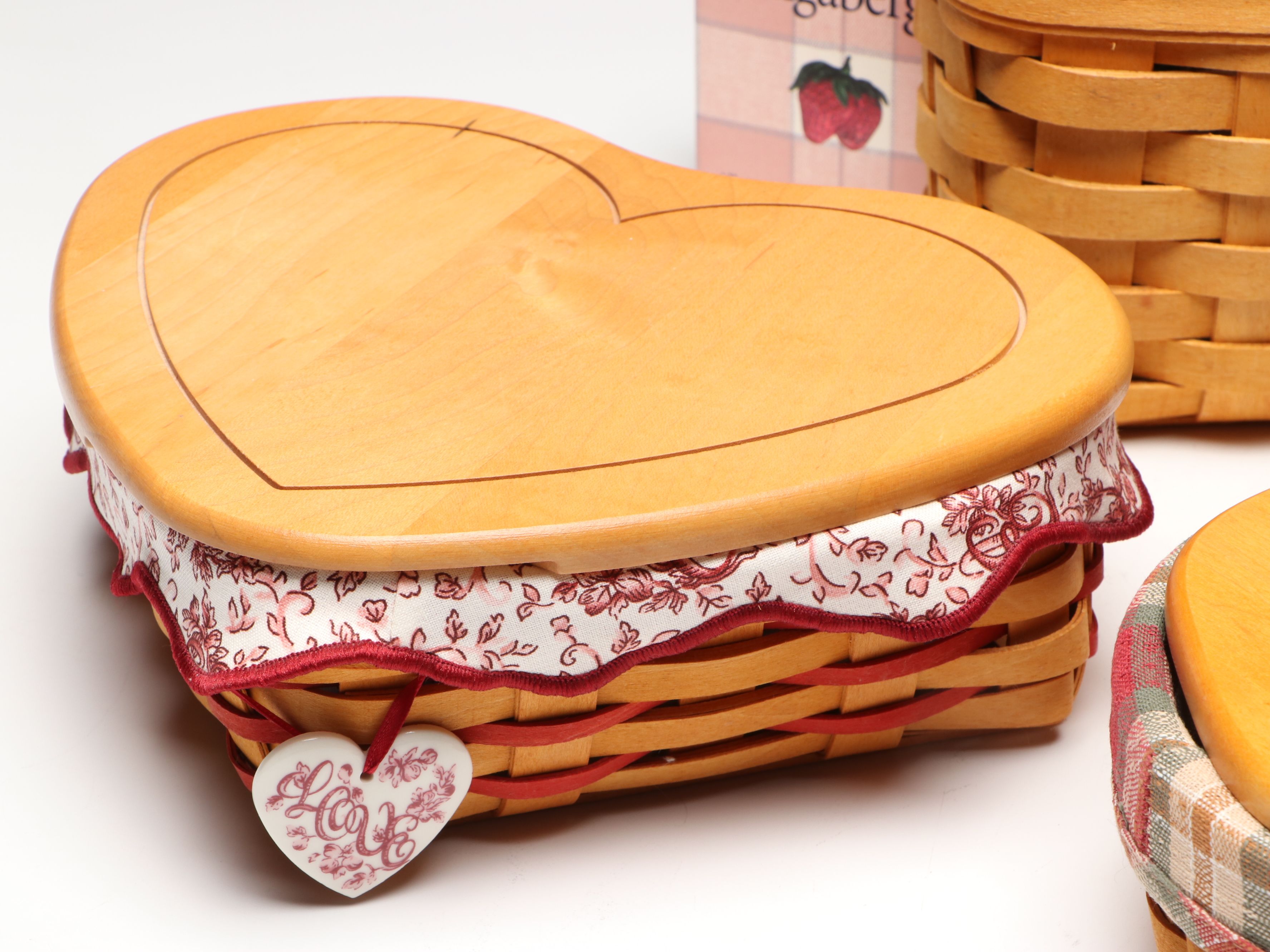 Longaberger Woven and Fabric Lined Baskets with Tie-On Accessories