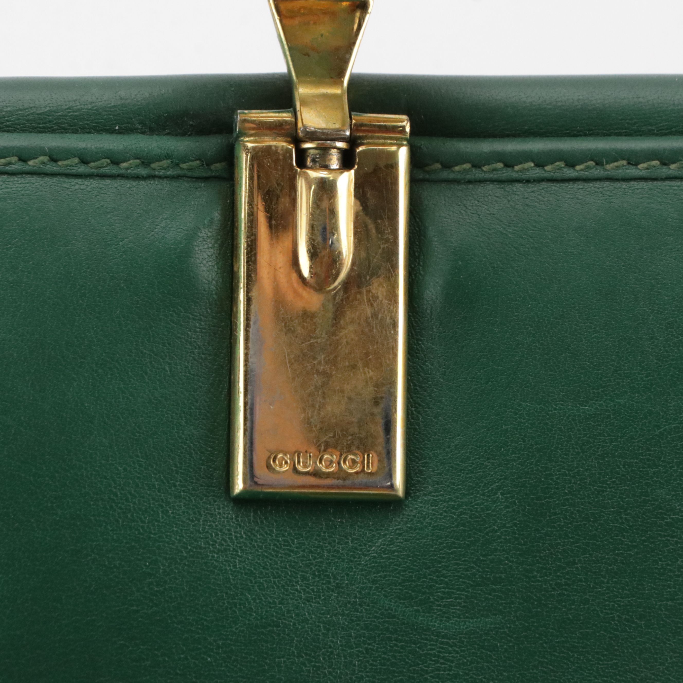 Gucci Continental Wallet in GG Canvas and Green Leather