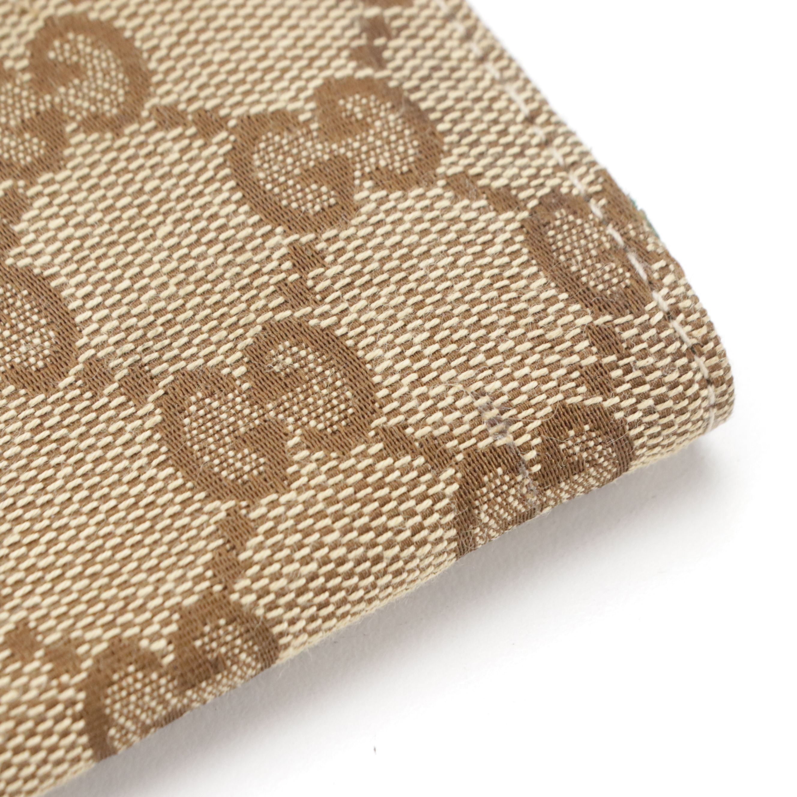 Gucci Continental Wallet in GG Canvas and Green Leather