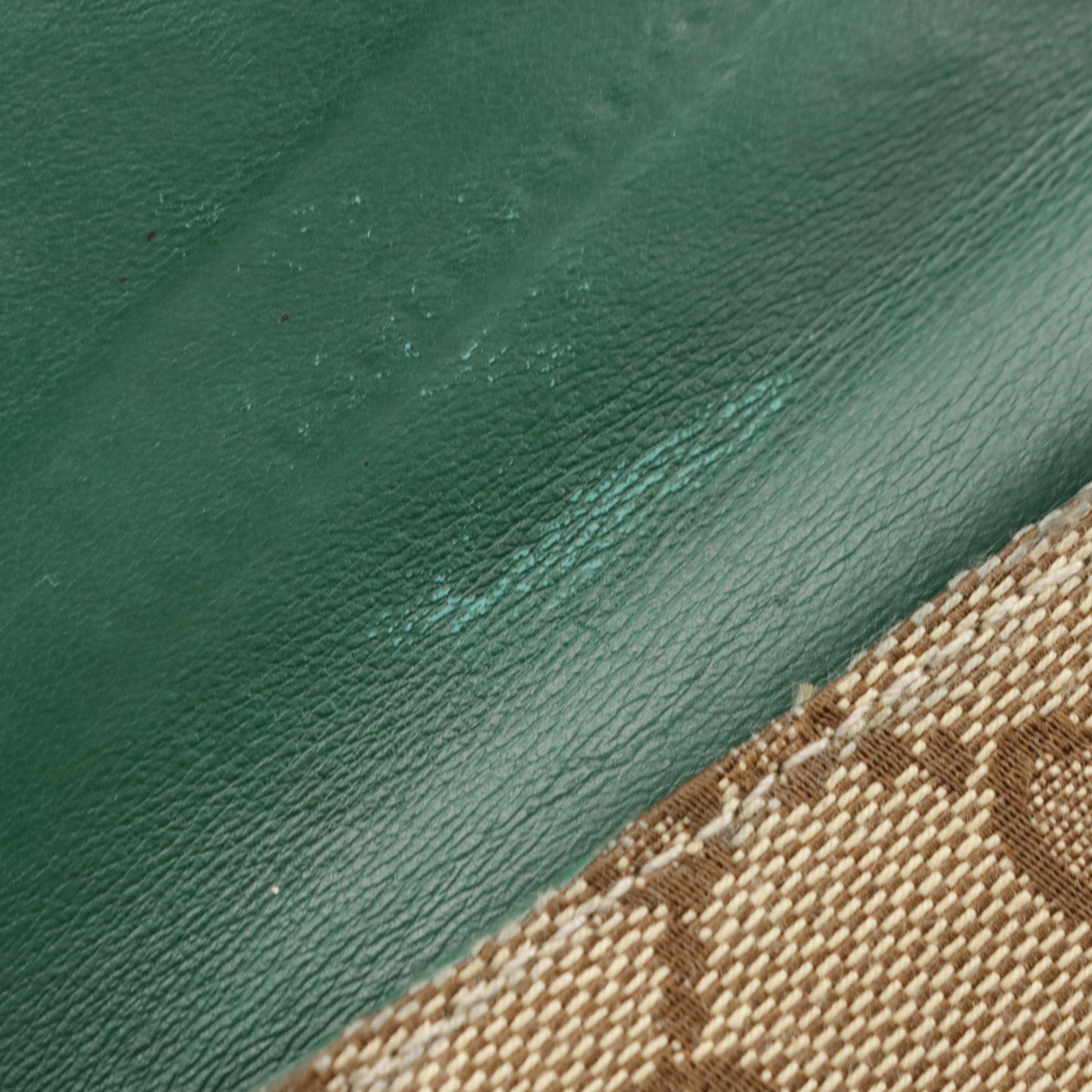 Gucci Continental Wallet in GG Canvas and Green Leather