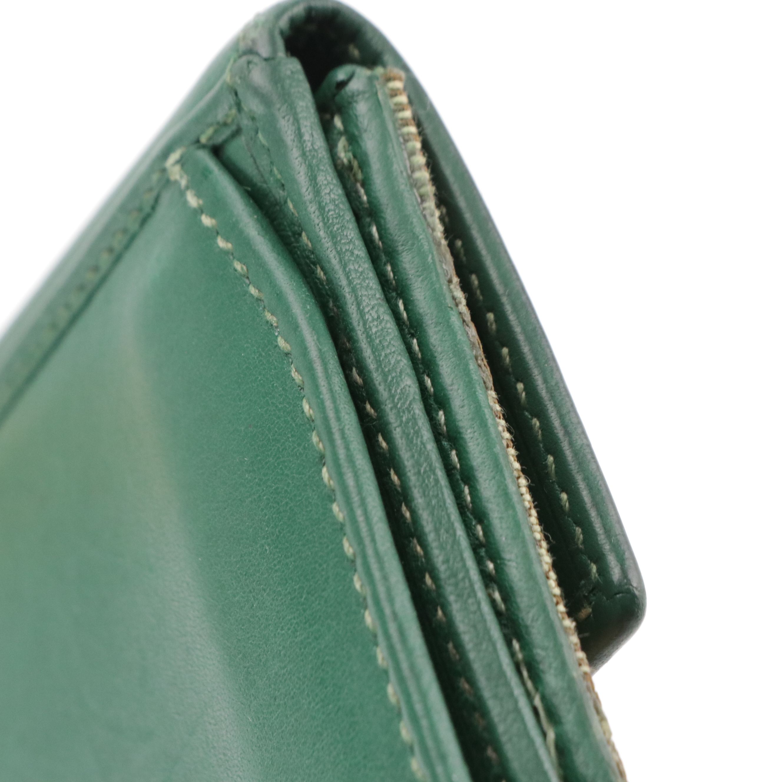 Gucci Continental Wallet in GG Canvas and Green Leather
