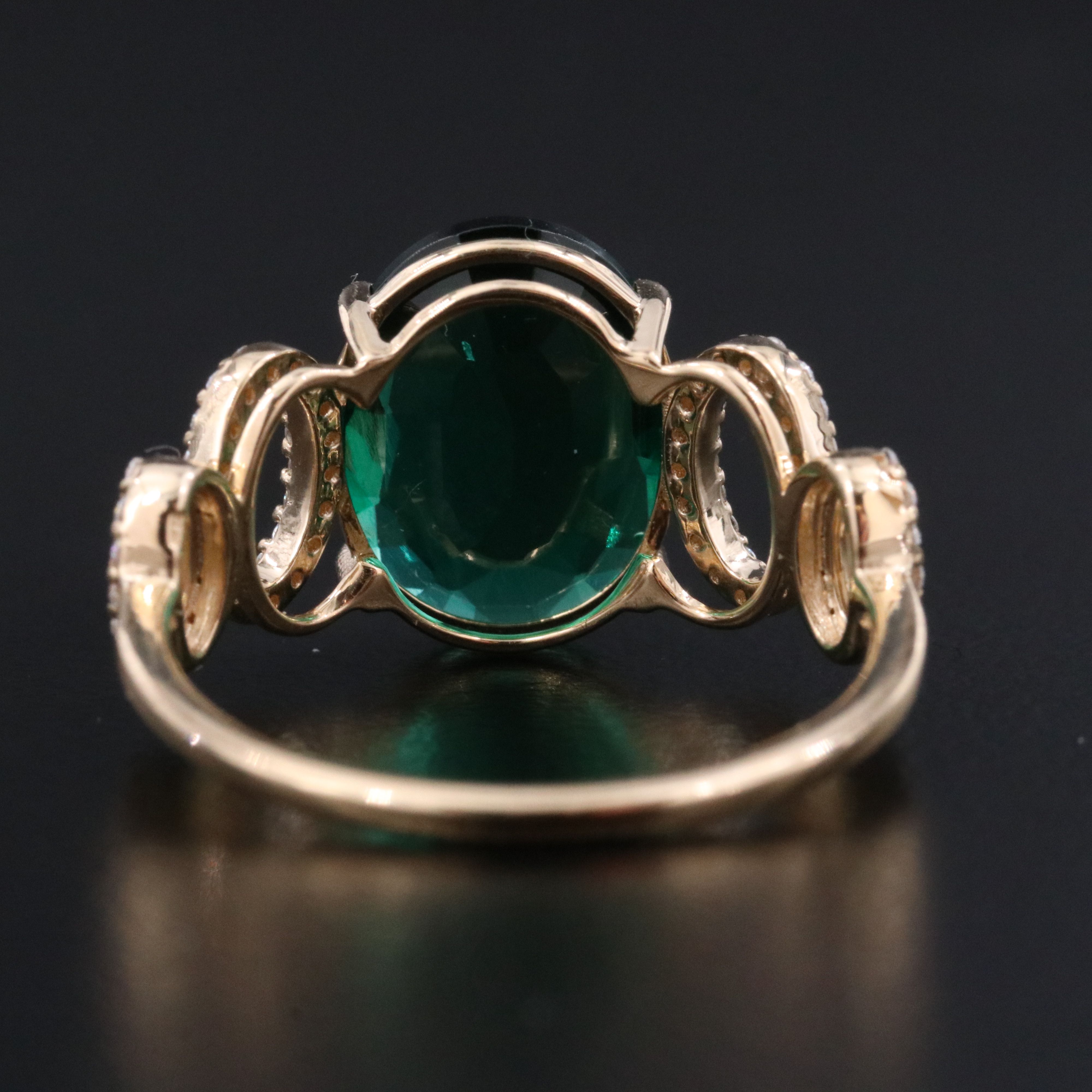 14K 2.03 CT Emerald and Moissanite Ring