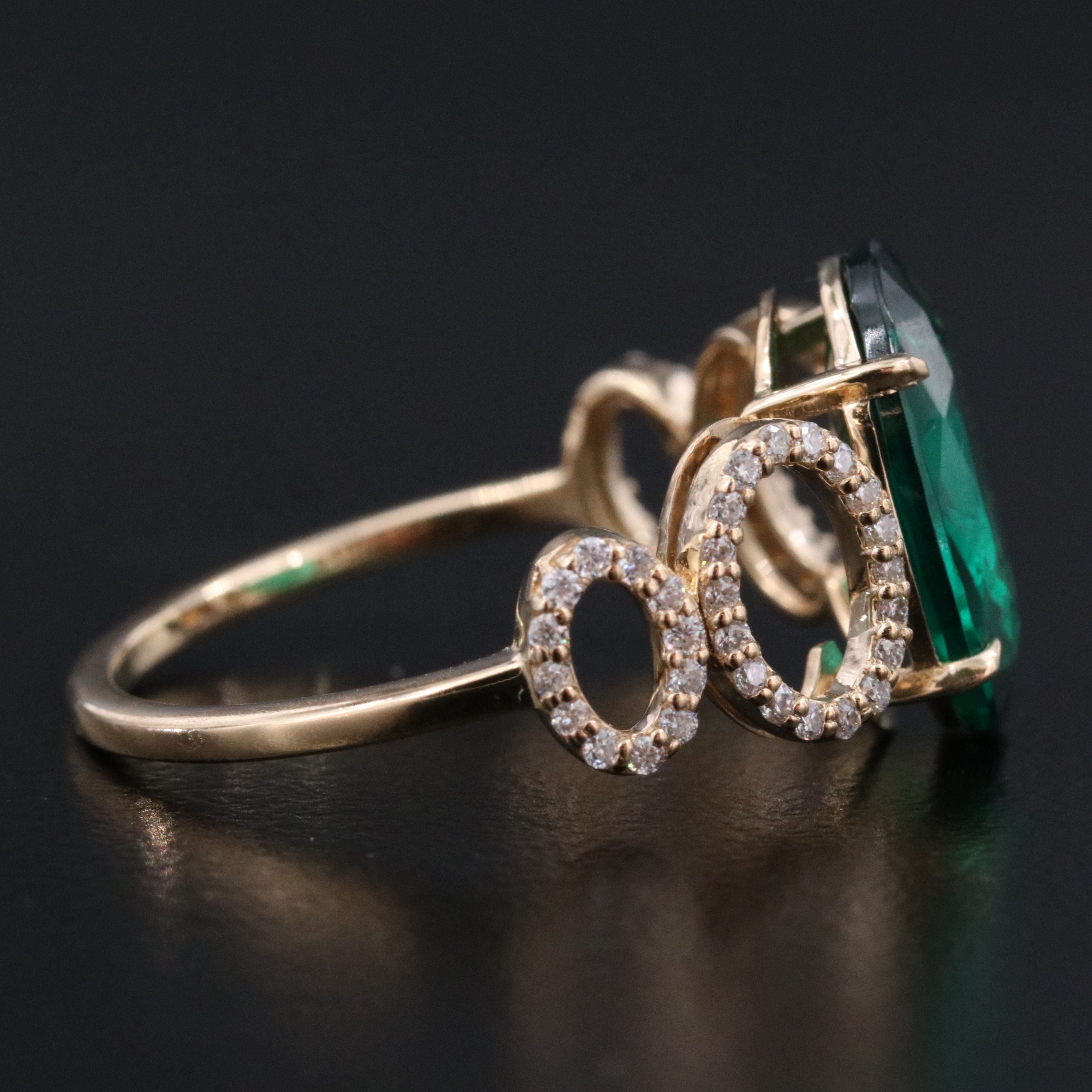14K 2.03 CT Emerald and Moissanite Ring