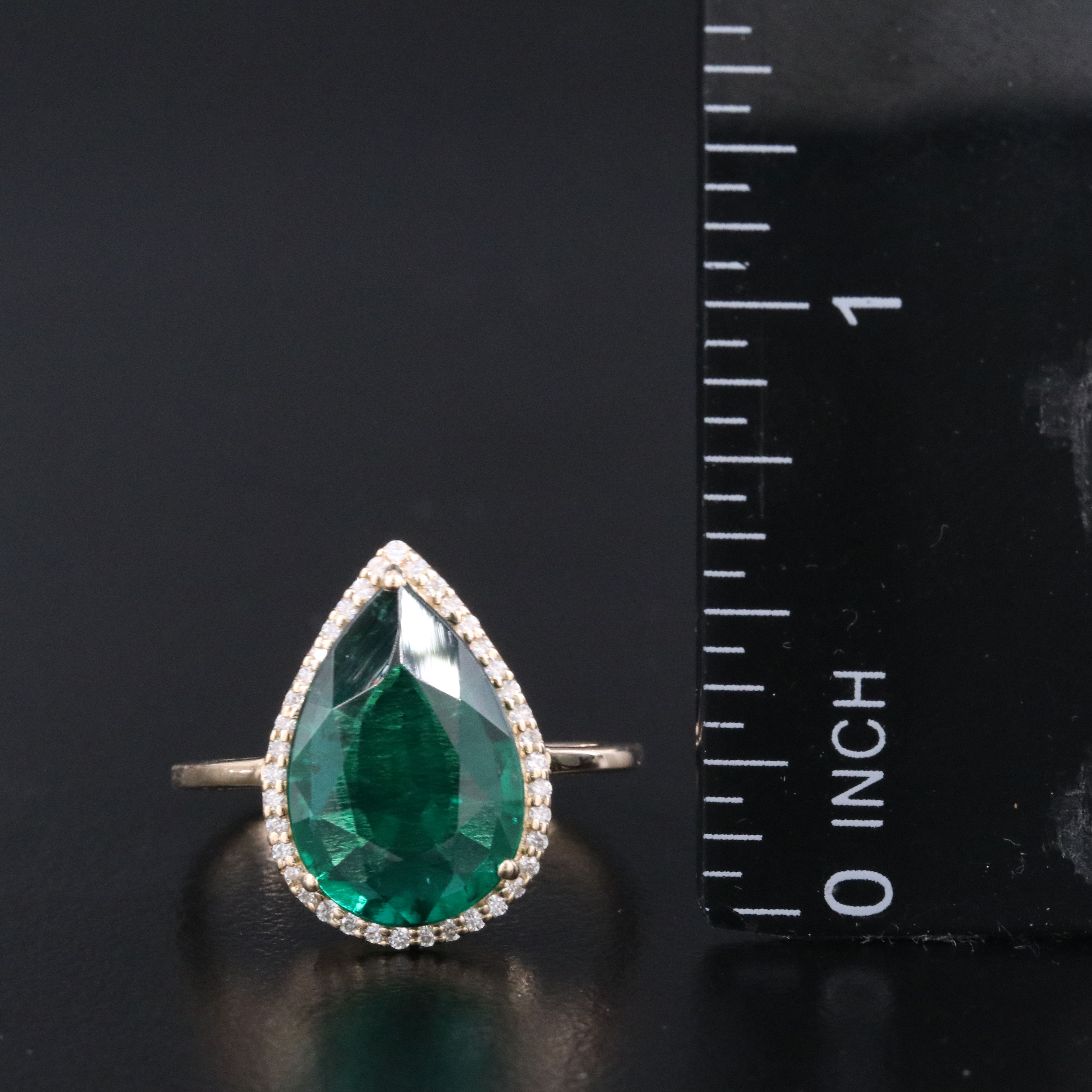 14K 3.27 CT Emerald and Moissanite Ring