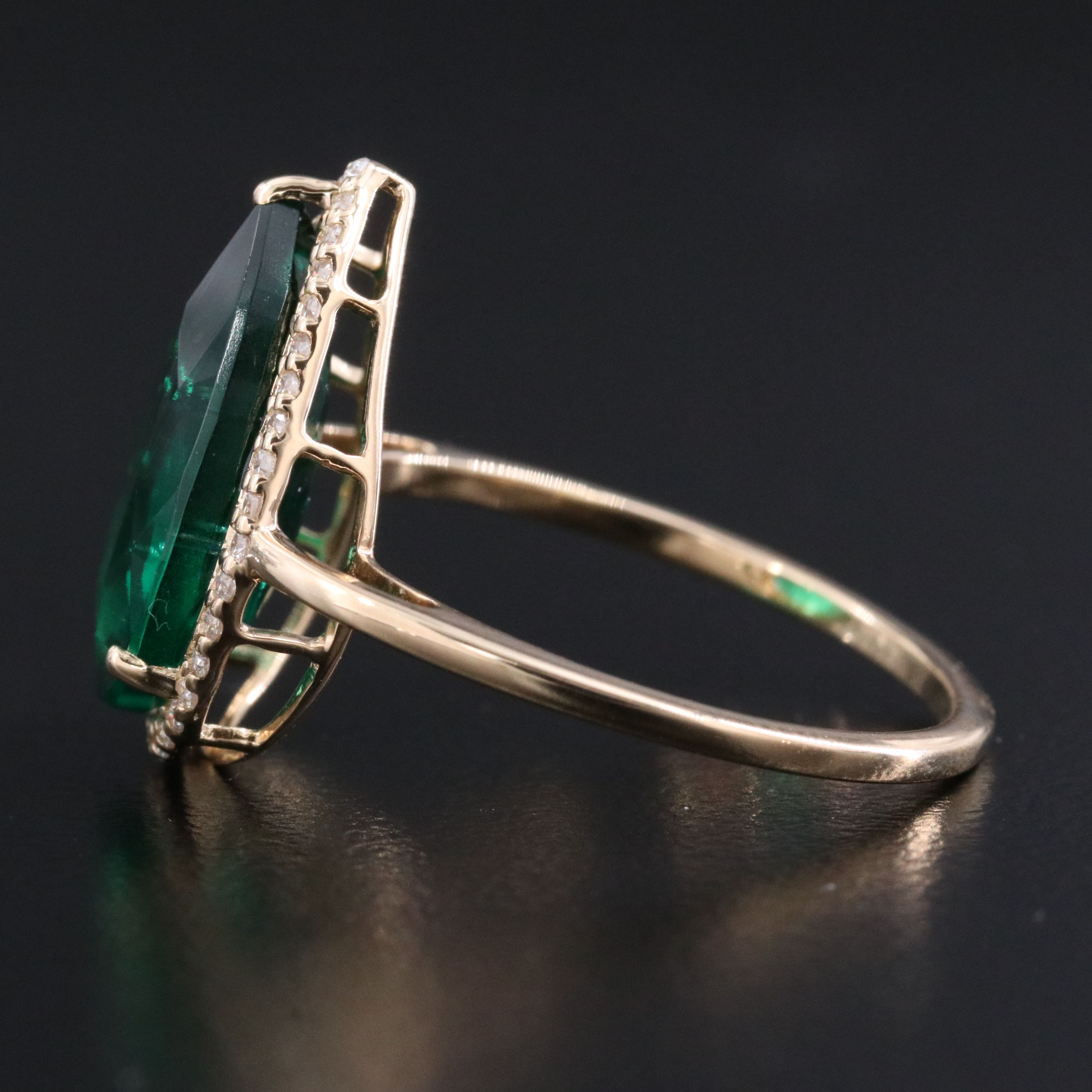 14K 3.27 CT Emerald and Moissanite Ring