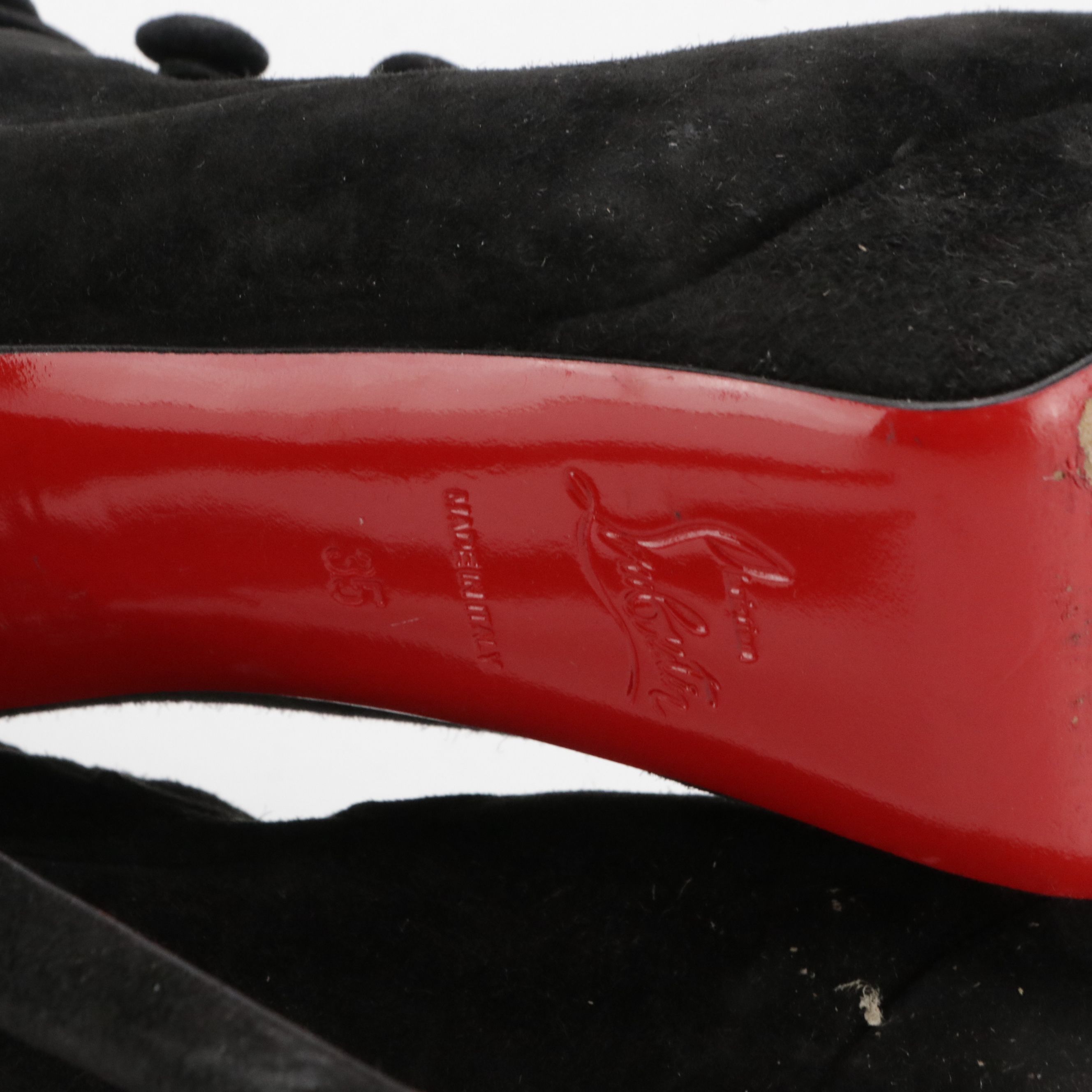 Christian Louboutin Suede Lady Tutu High-Heel Peep-Toe Platform Ankle Boots