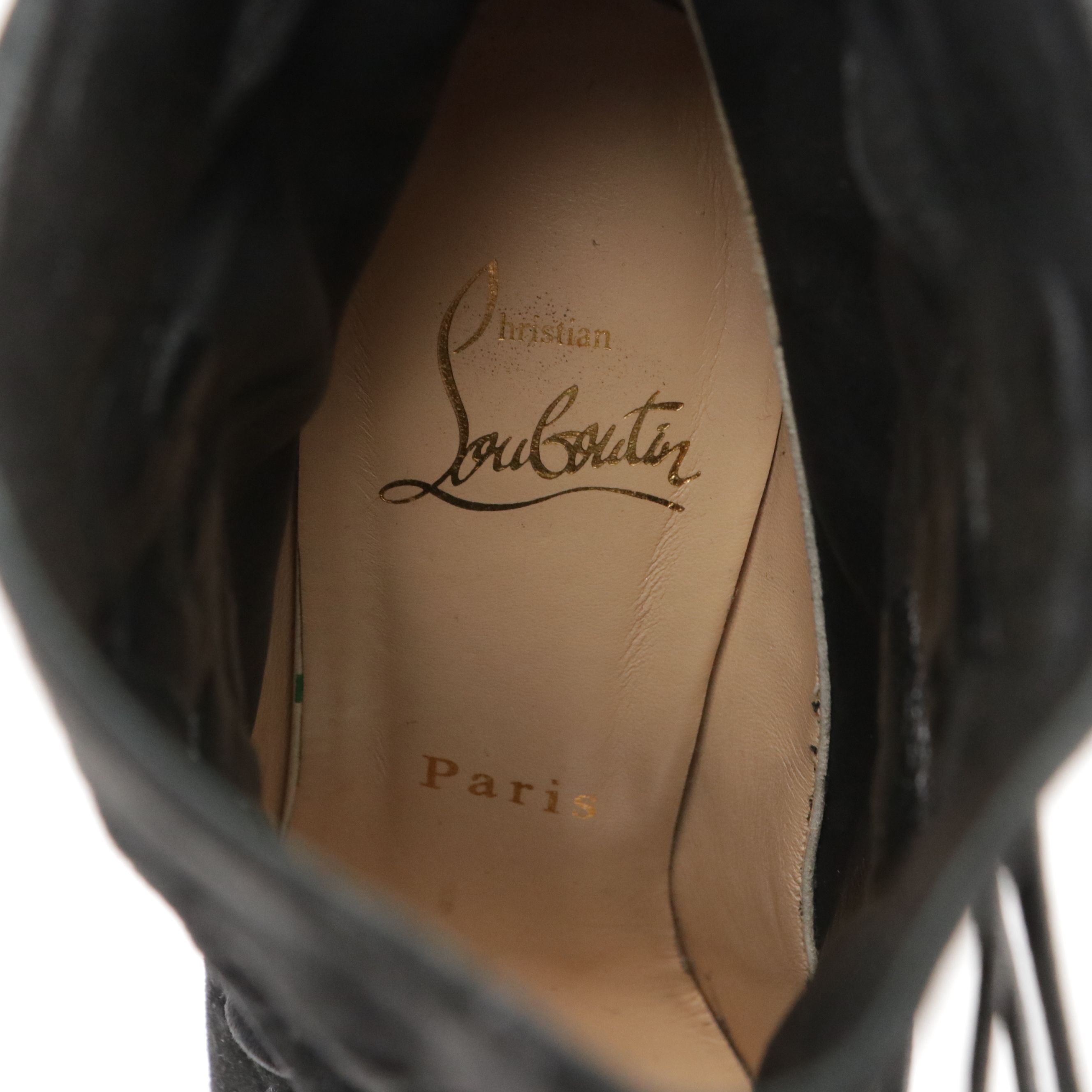 Christian Louboutin Suede Lady Tutu High-Heel Peep-Toe Platform Ankle Boots