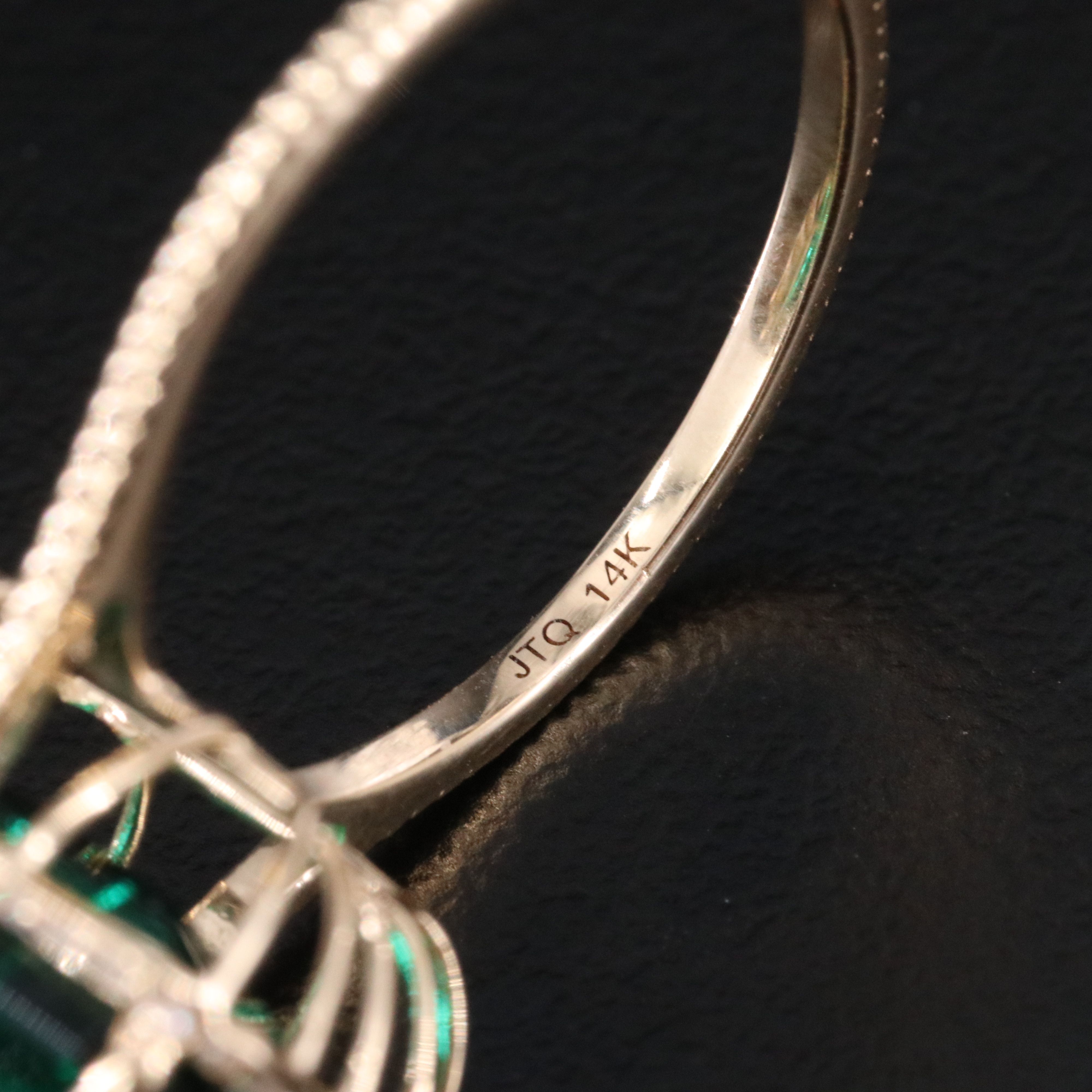 14K 4.53 CT Emerald and Moissanite Ring