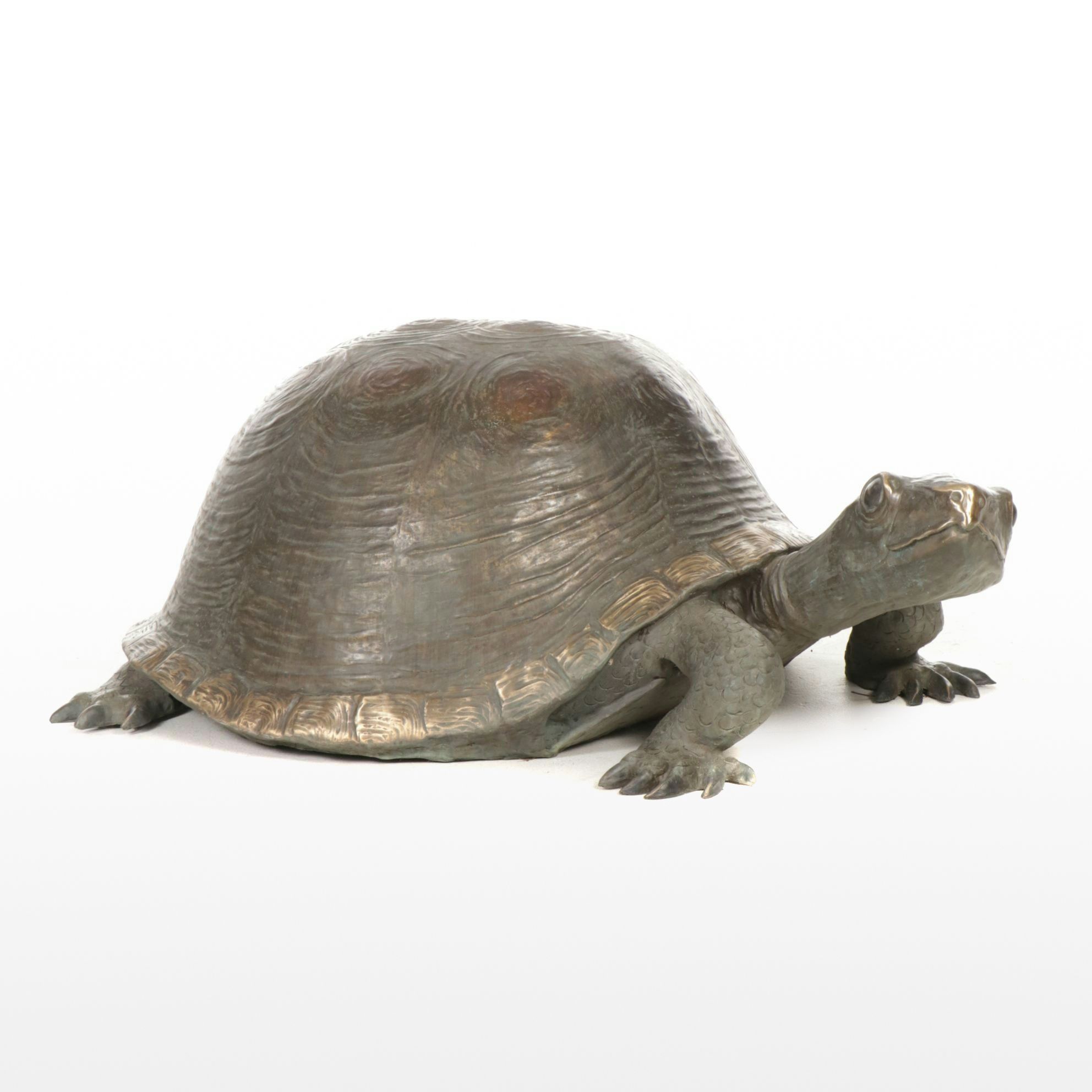Giant Turtle Garden Sculpture in Cast Metal and Brass
