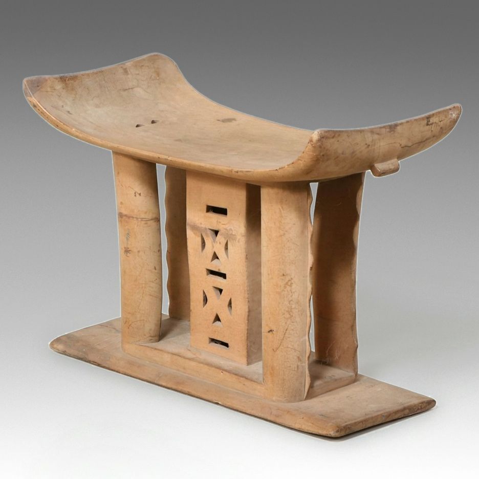 African Ashanti Hand-Carved Wood Stool, 20th Century