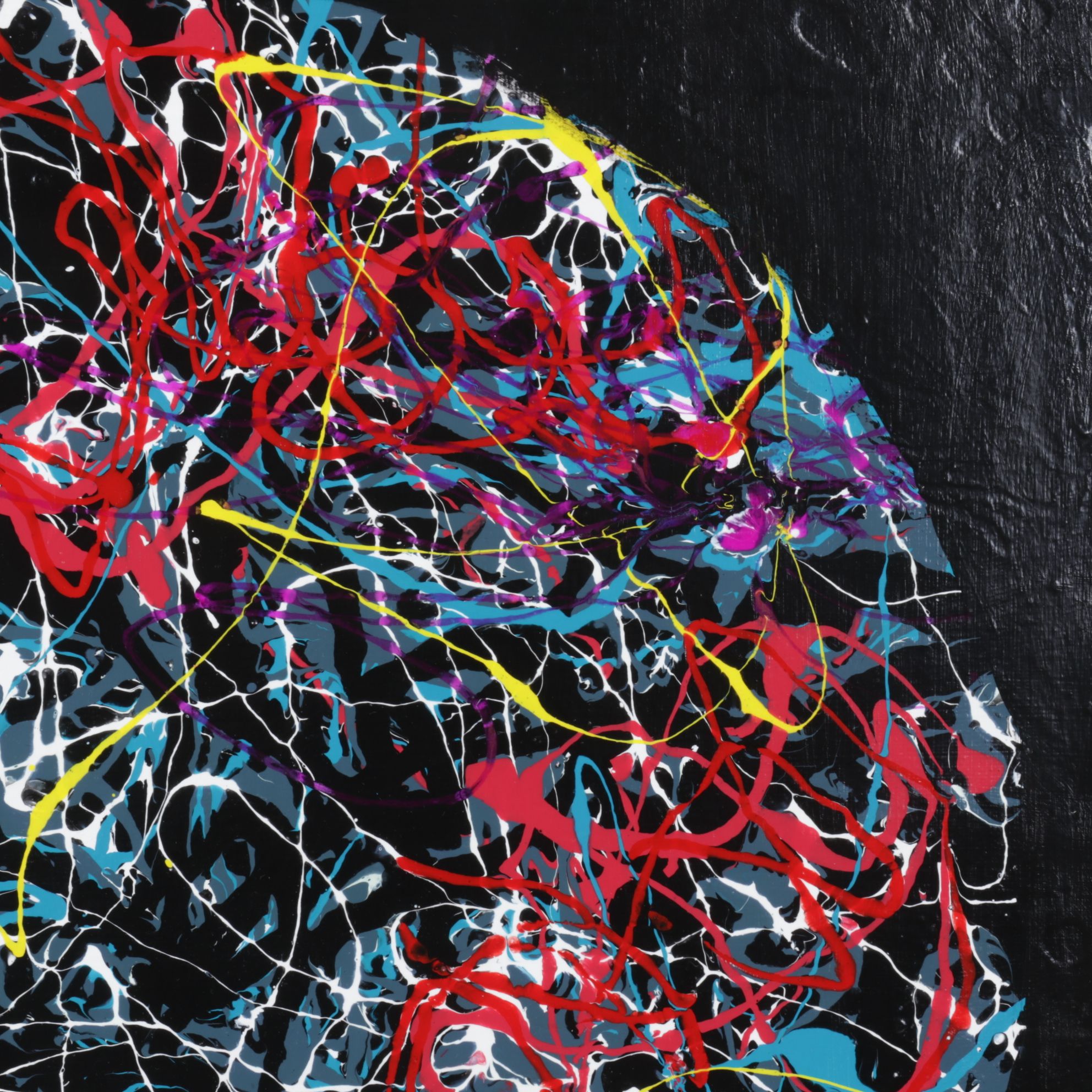 Joe Dixon Circular Abstract Expressionist Acrylic Pour Painting, C. 2020