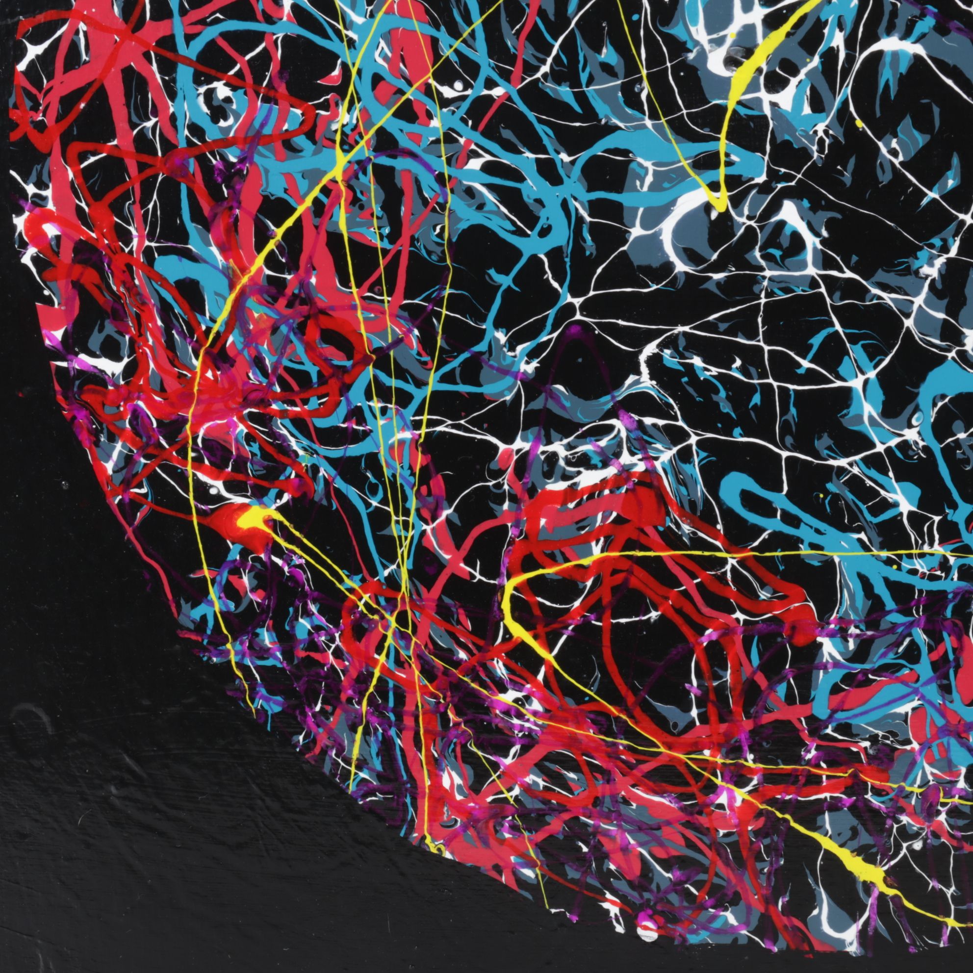 Joe Dixon Circular Abstract Expressionist Acrylic Pour Painting, C. 2020