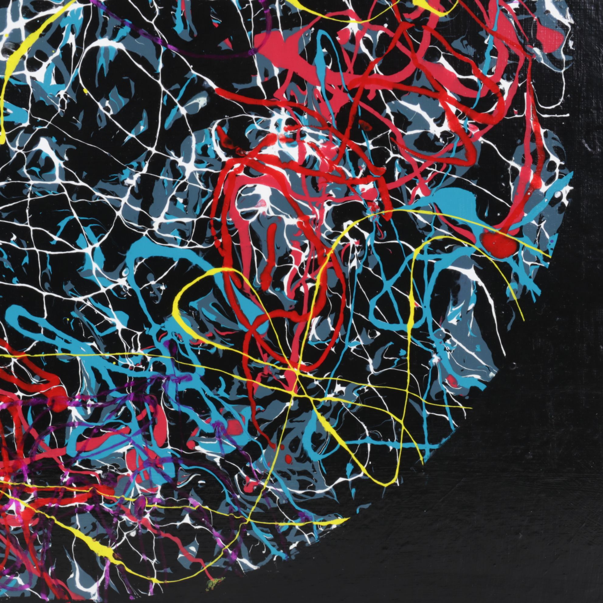 Joe Dixon Circular Abstract Expressionist Acrylic Pour Painting, C. 2020