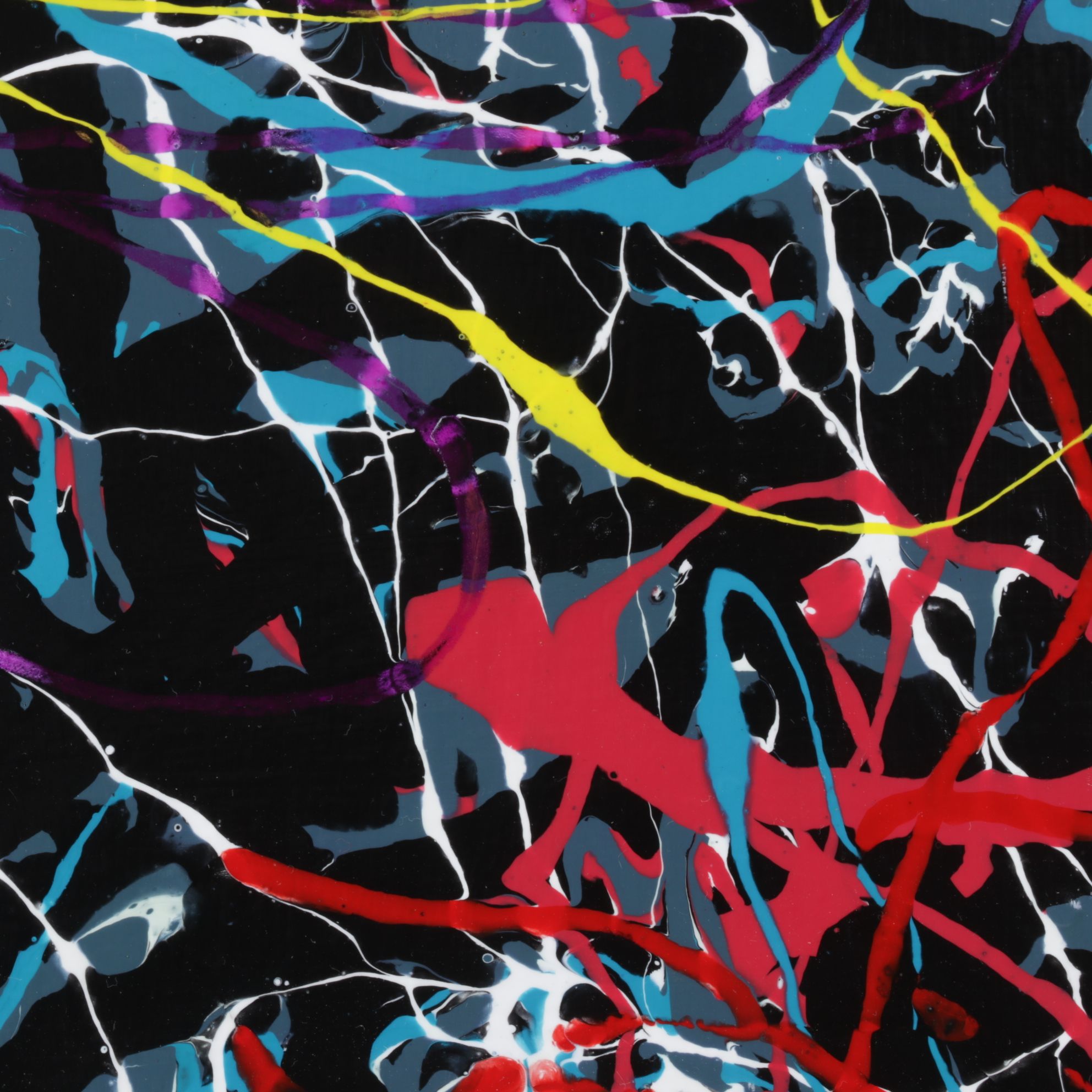 Joe Dixon Circular Abstract Expressionist Acrylic Pour Painting, C. 2020