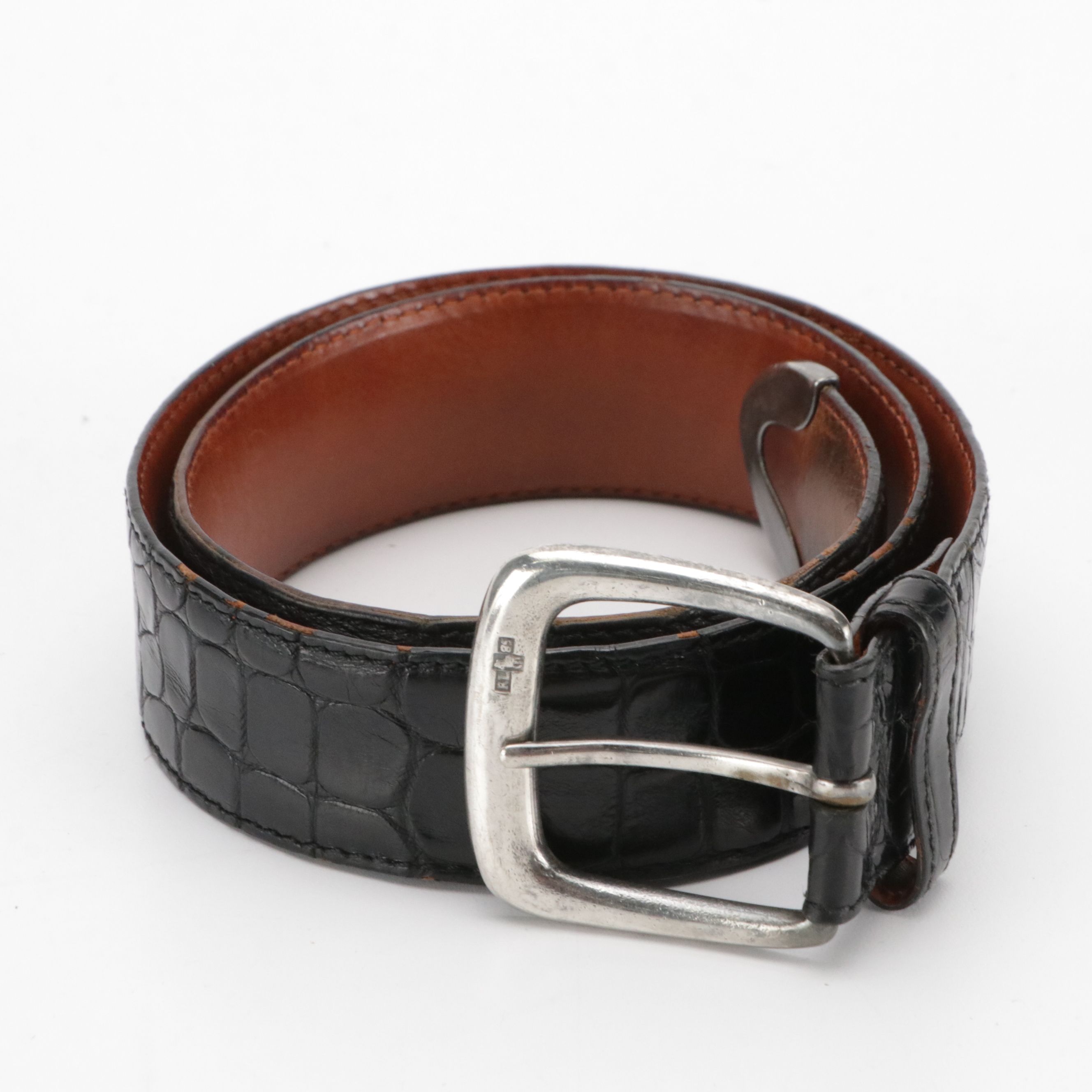Polo Ralph Lauren and James Reid Ltd. Black Alligator Leather Belts