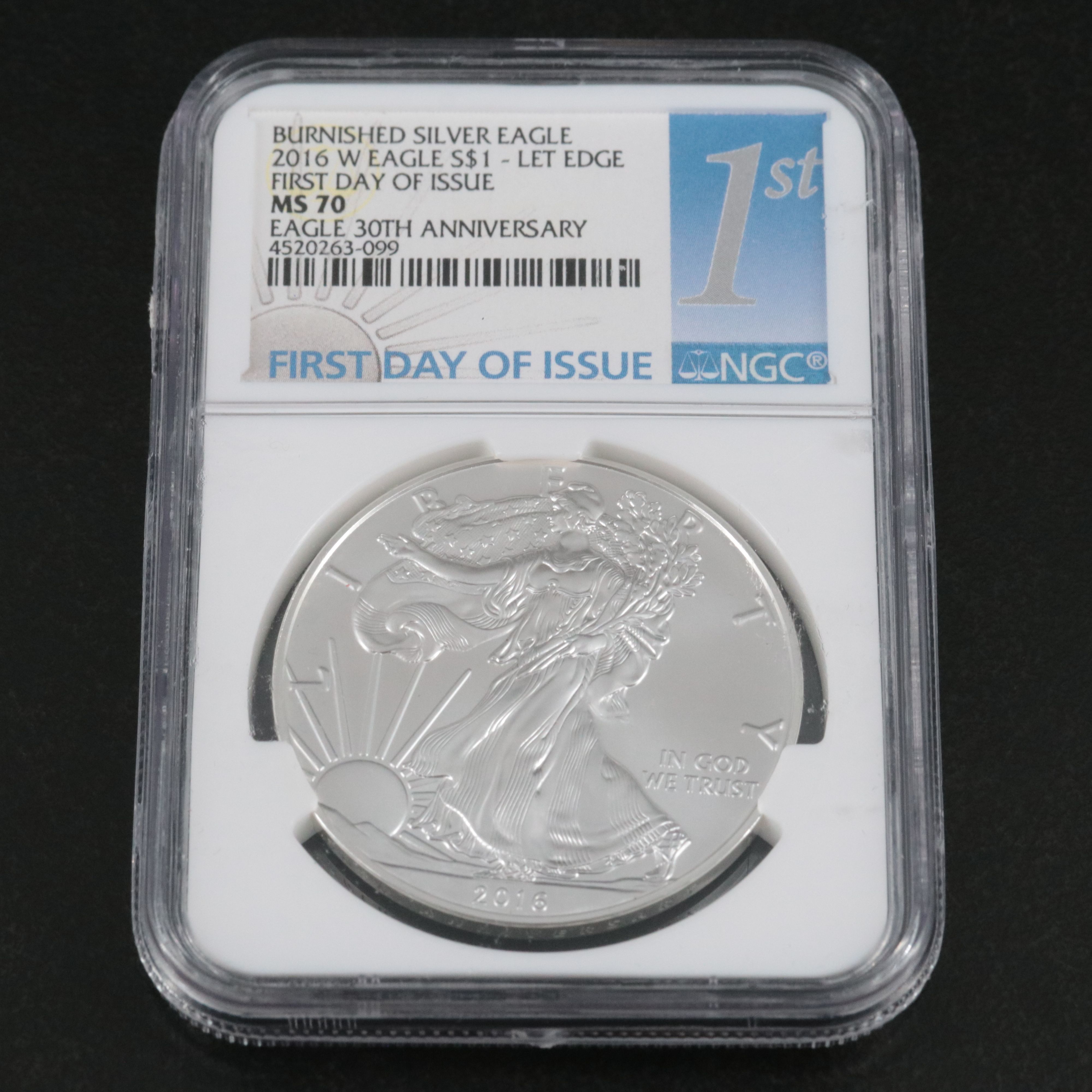 NGC MS70 2016-W 30th Anniversary Burnished $1 U.S. Silver Eagle