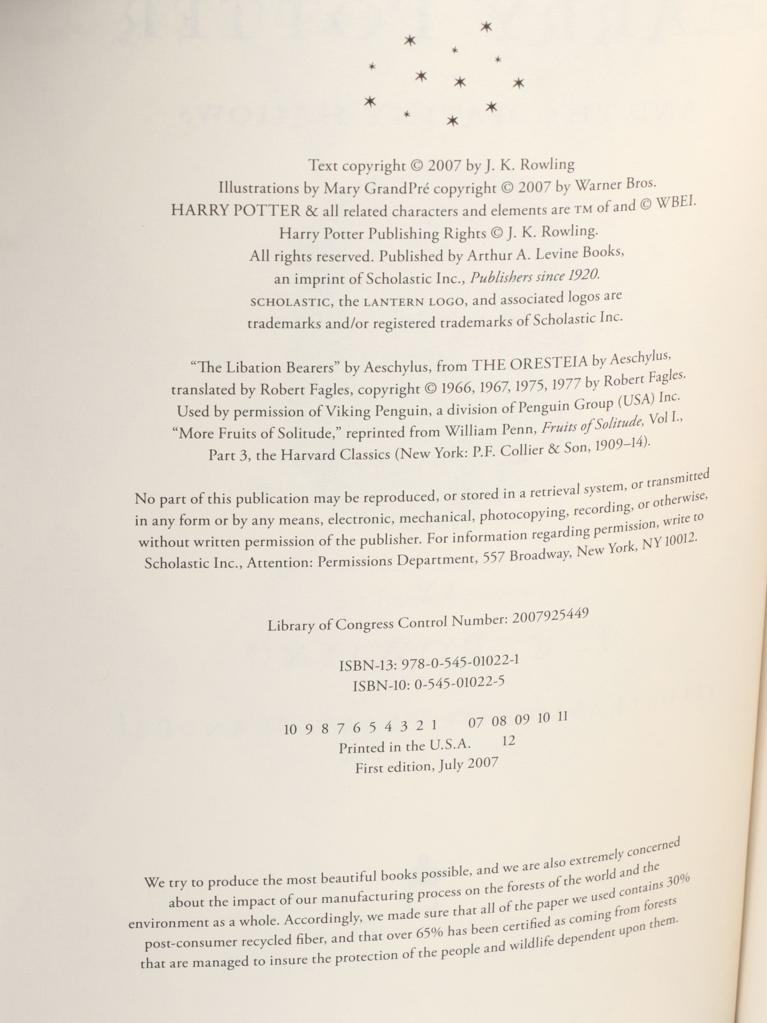 First American Edition "Harry Potter" Complete Series by J. K. Rowling