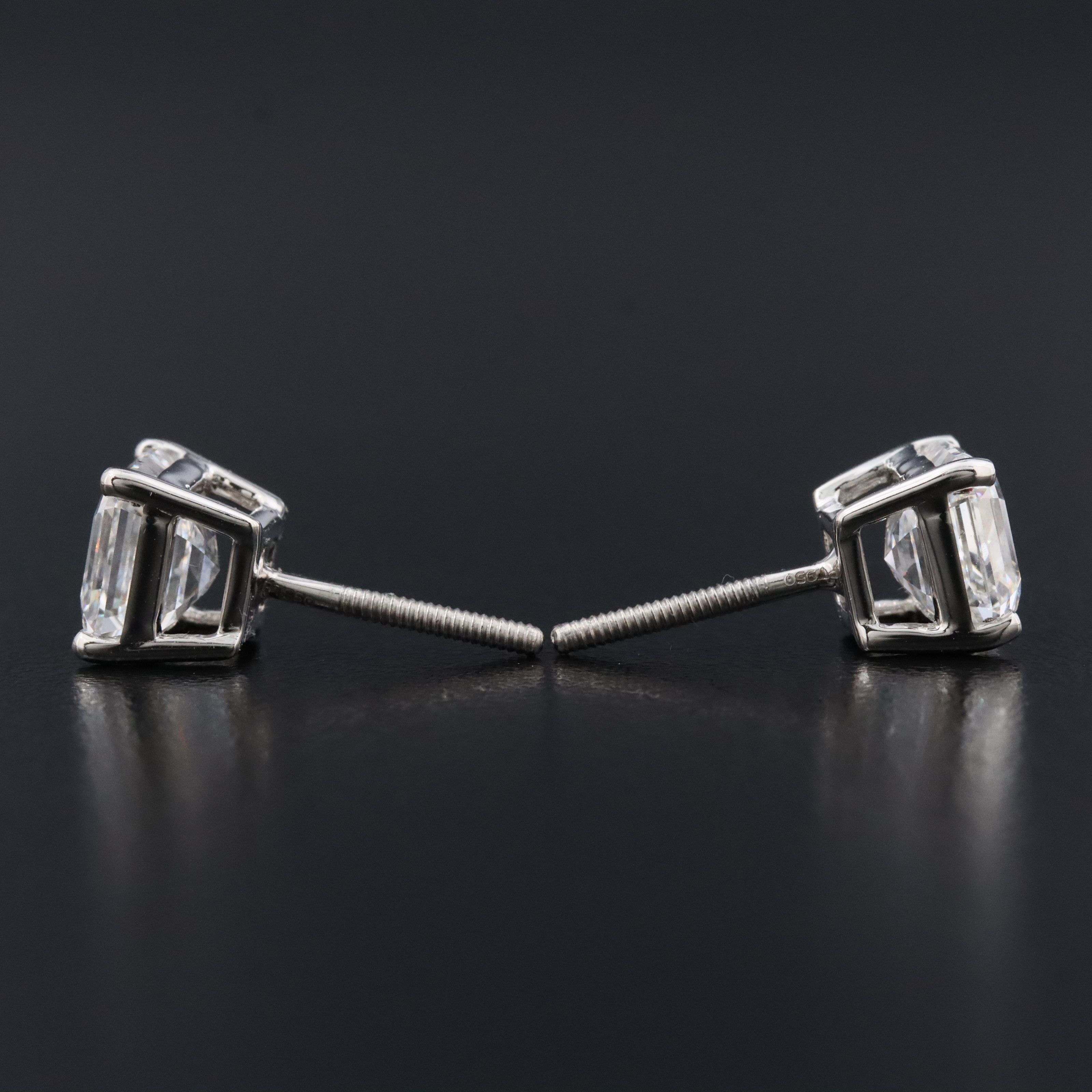 Platinum 4.12 CTW Lab Grown Diamond Stud Earrings with IGI Reports