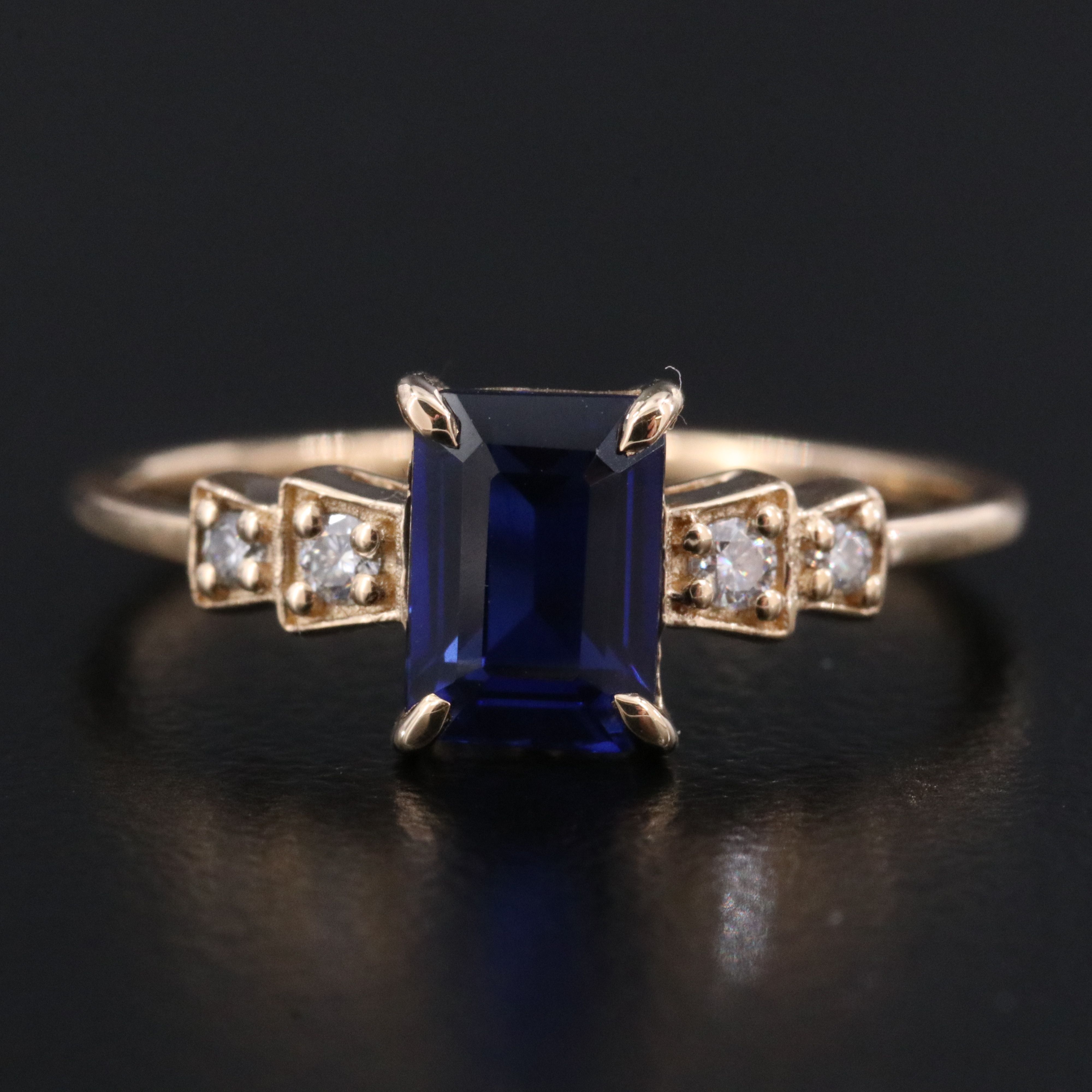 14K 1.53 CT Lab Grown Sapphire and Moissanite Ring