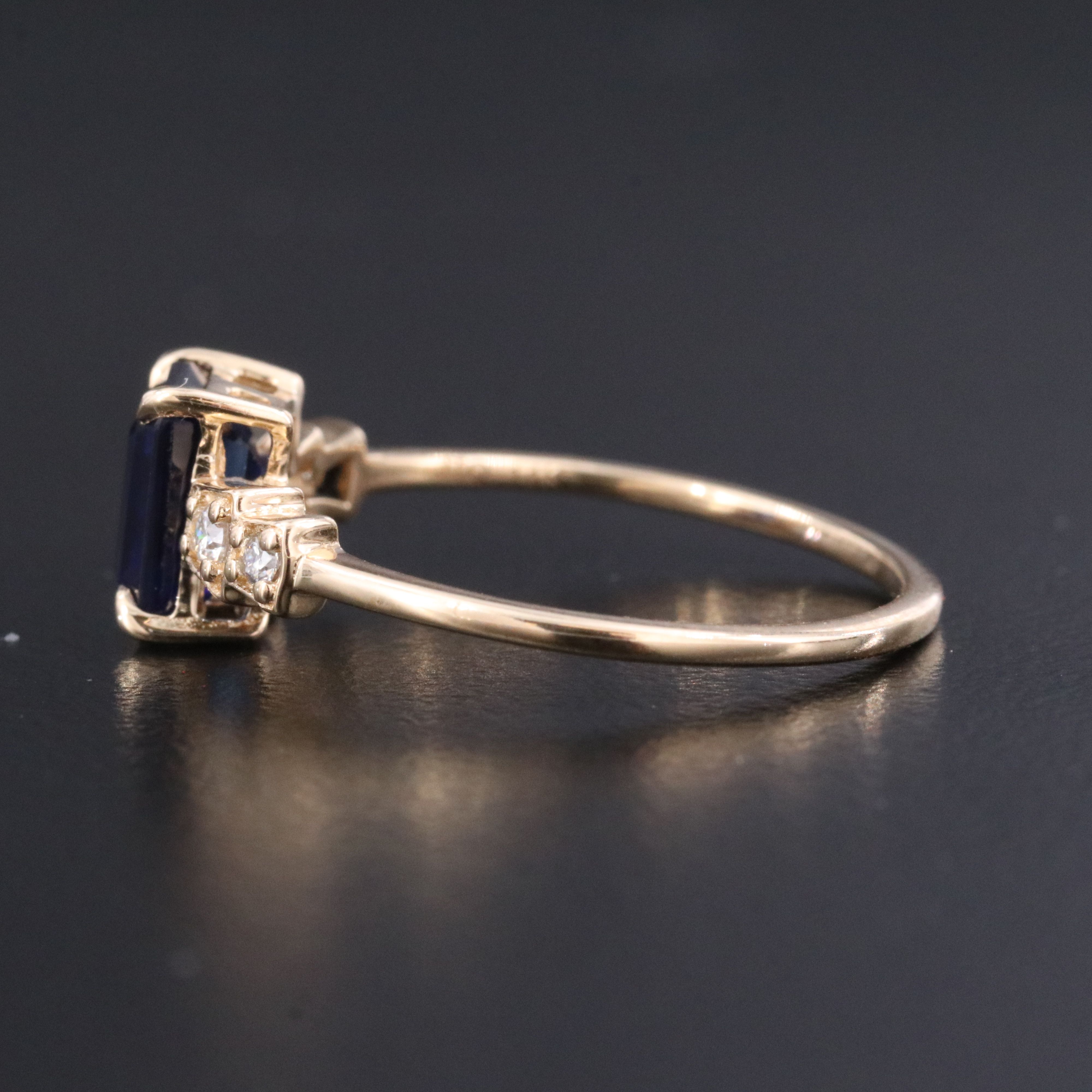 14K 1.53 CT Lab Grown Sapphire and Moissanite Ring