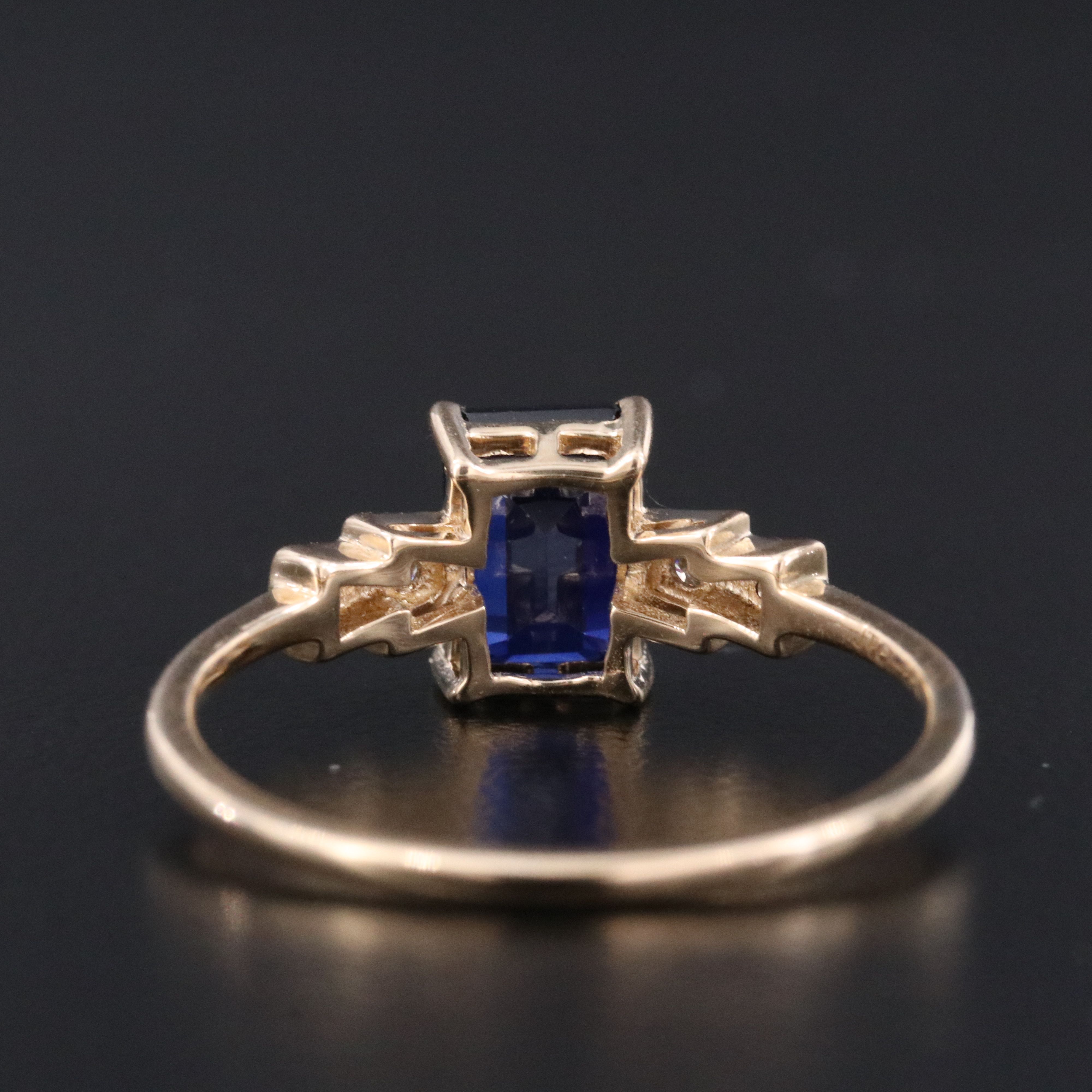 14K 1.53 CT Lab Grown Sapphire and Moissanite Ring