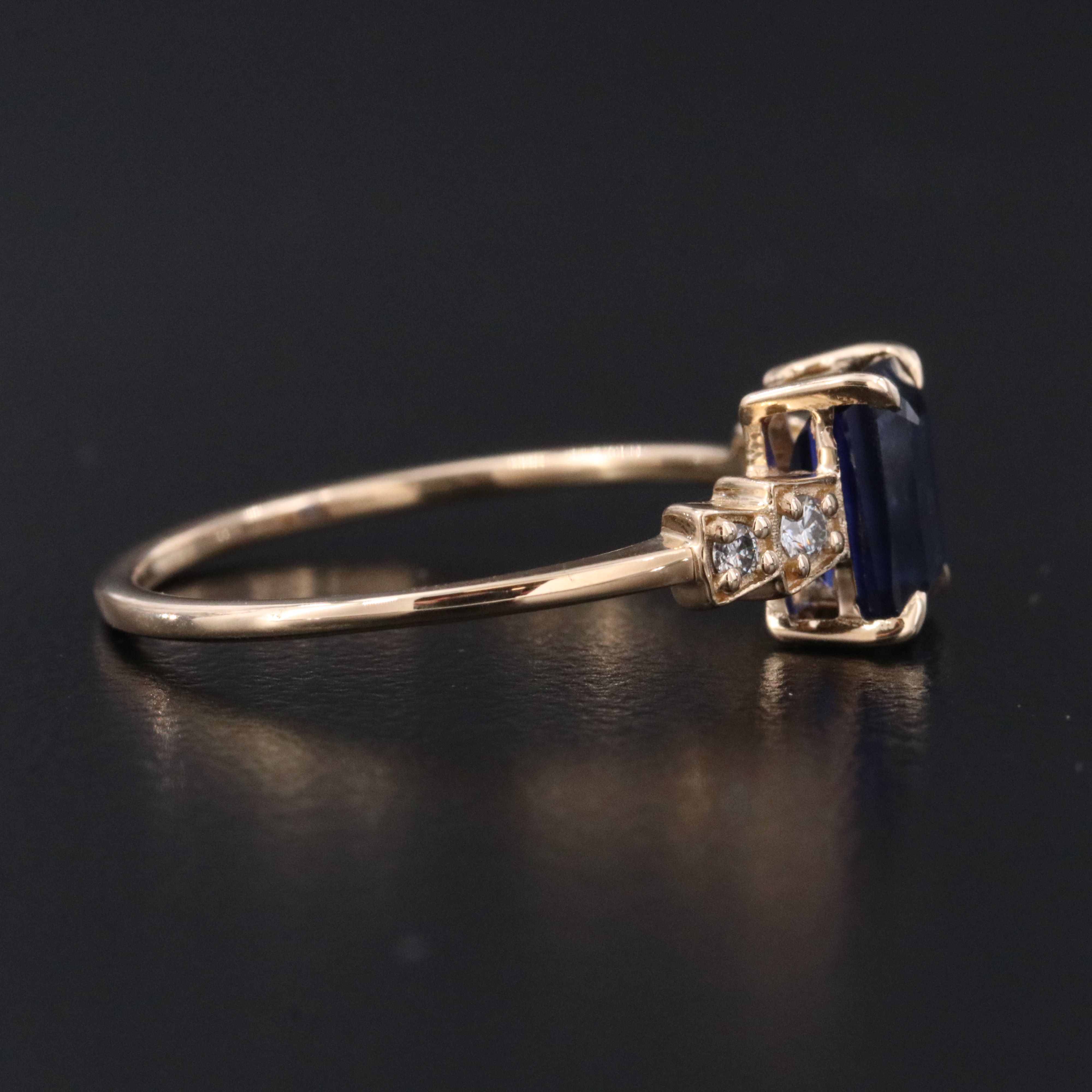 14K 1.53 CT Lab Grown Sapphire and Moissanite Ring