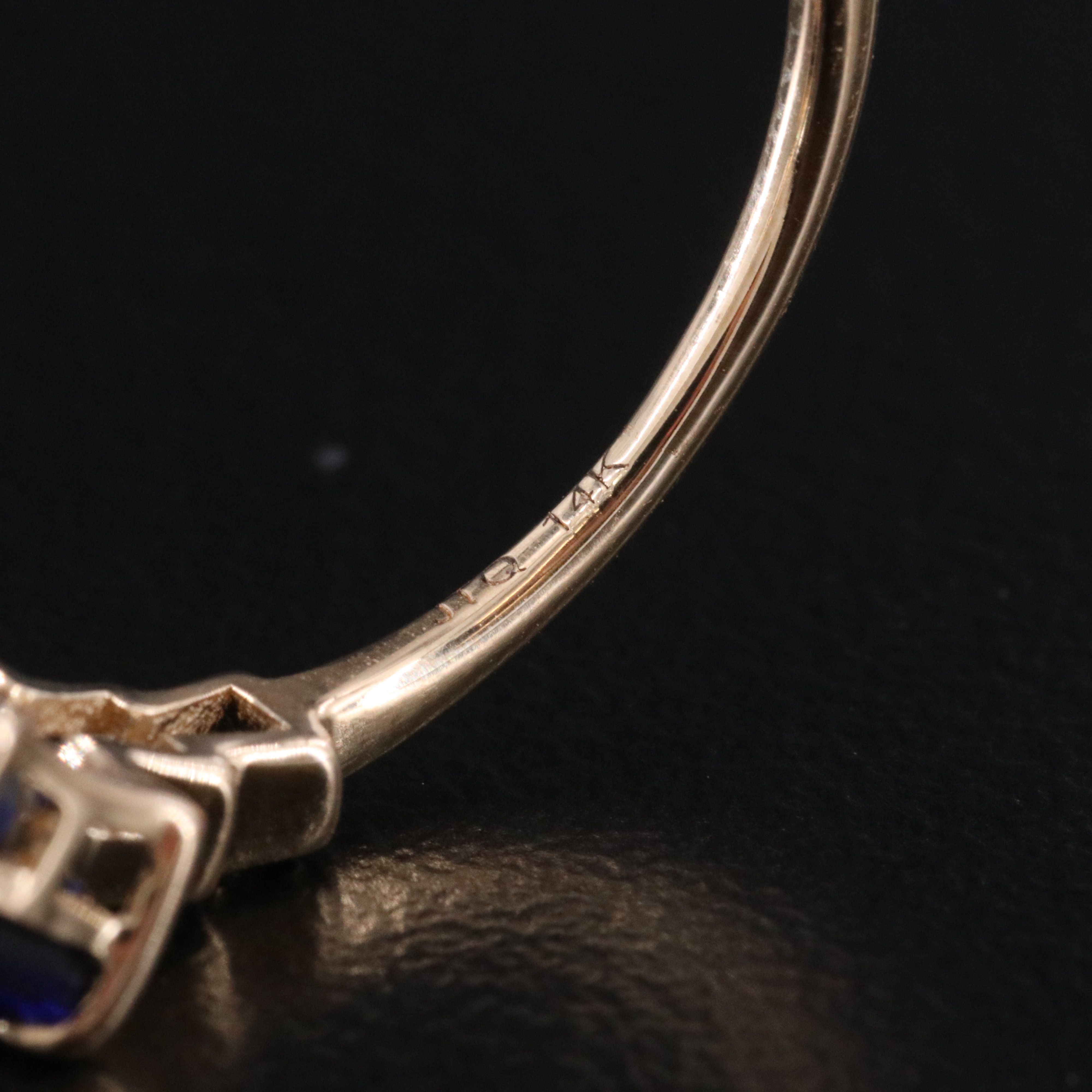 14K 1.53 CT Lab Grown Sapphire and Moissanite Ring