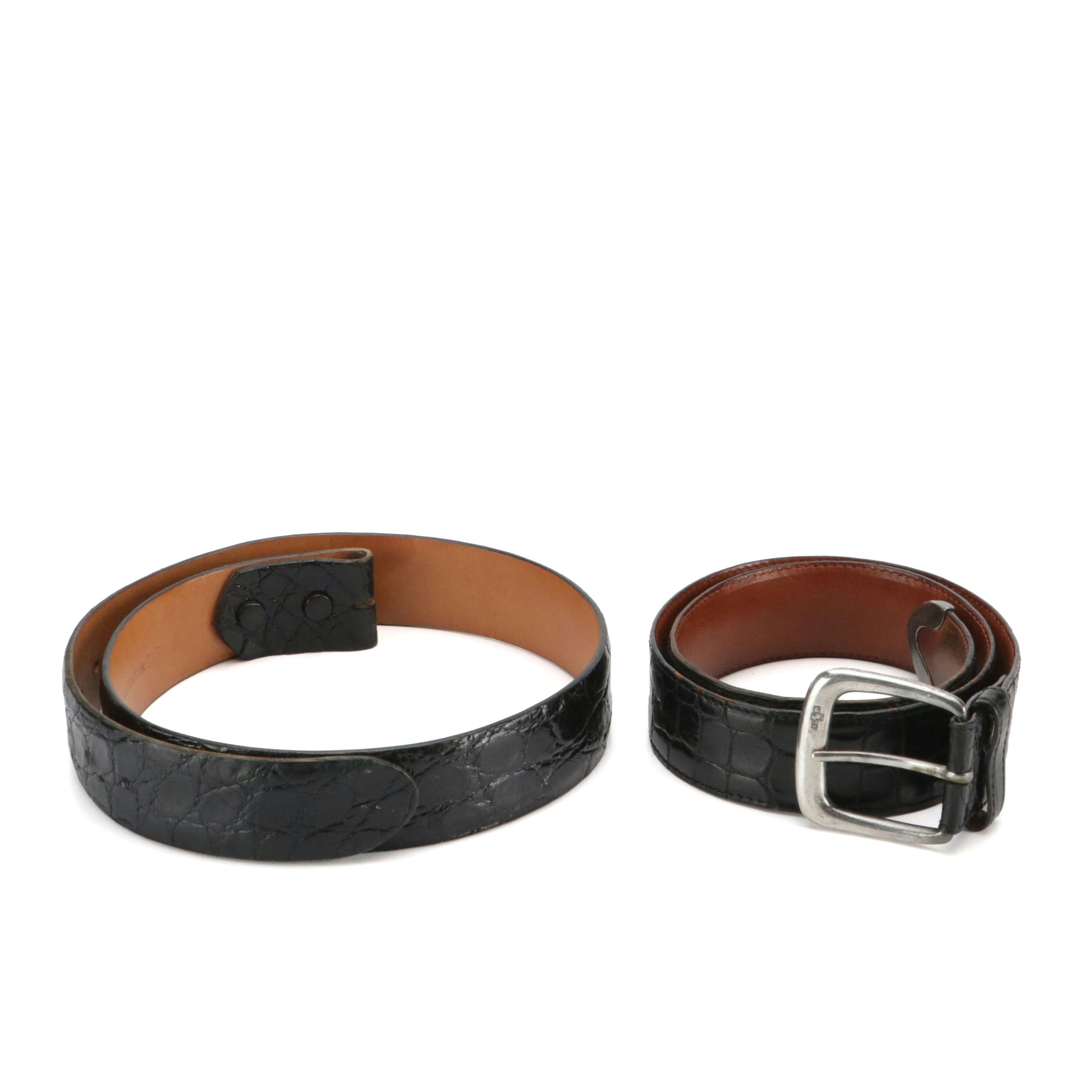 Polo Ralph Lauren and James Reid Ltd. Black Alligator Leather Belts