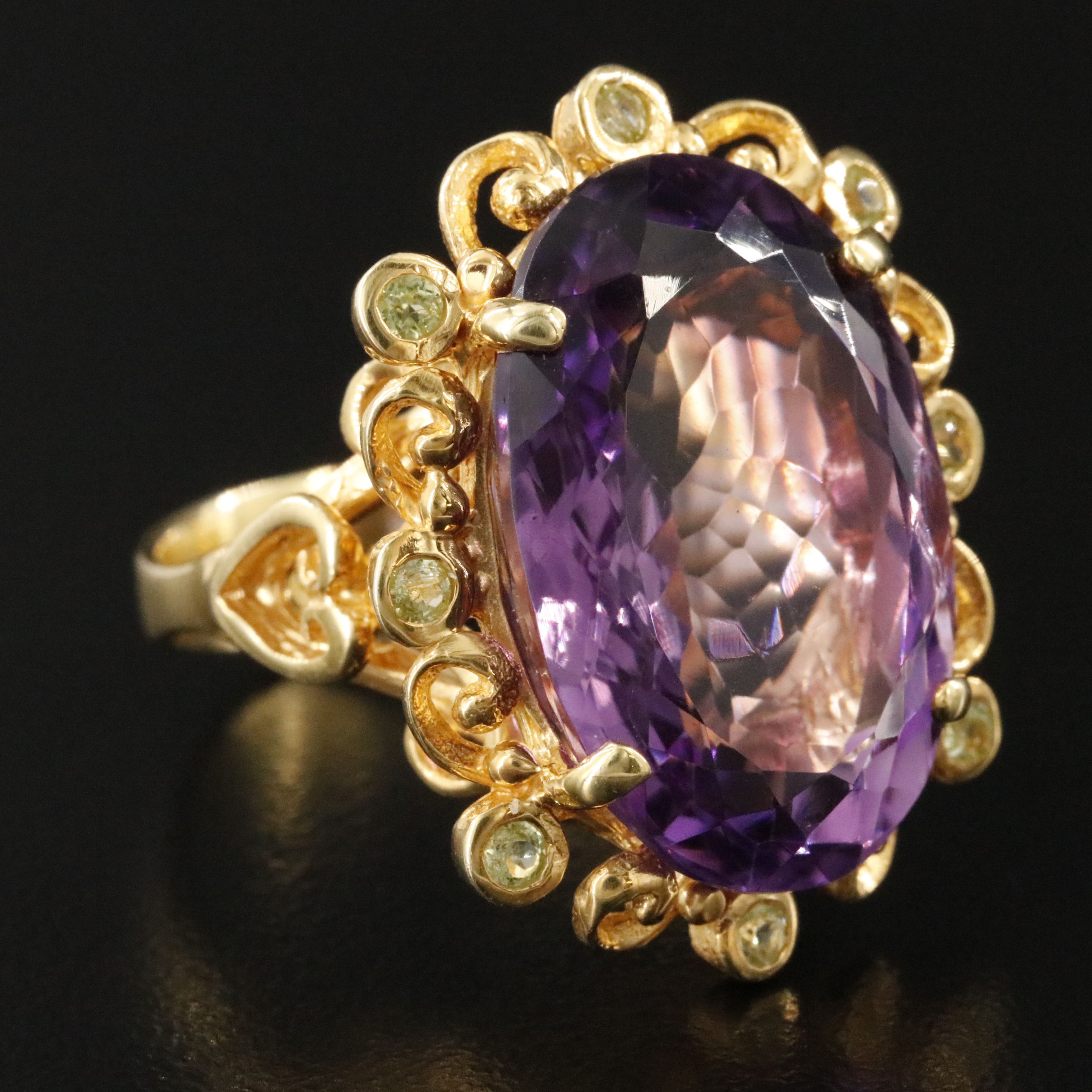 Sterling Amethyst and Peridot Ring