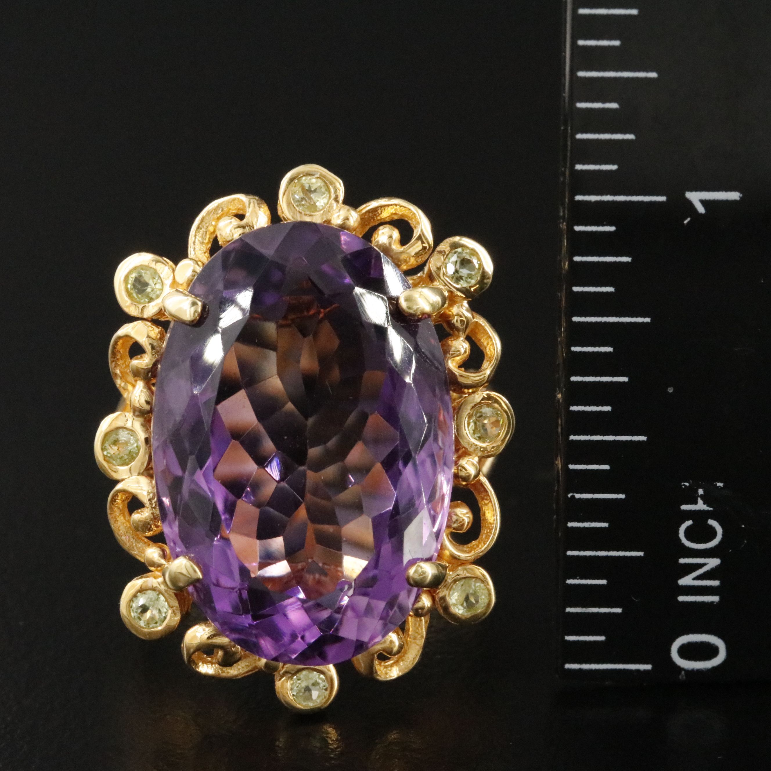 Sterling Amethyst and Peridot Ring