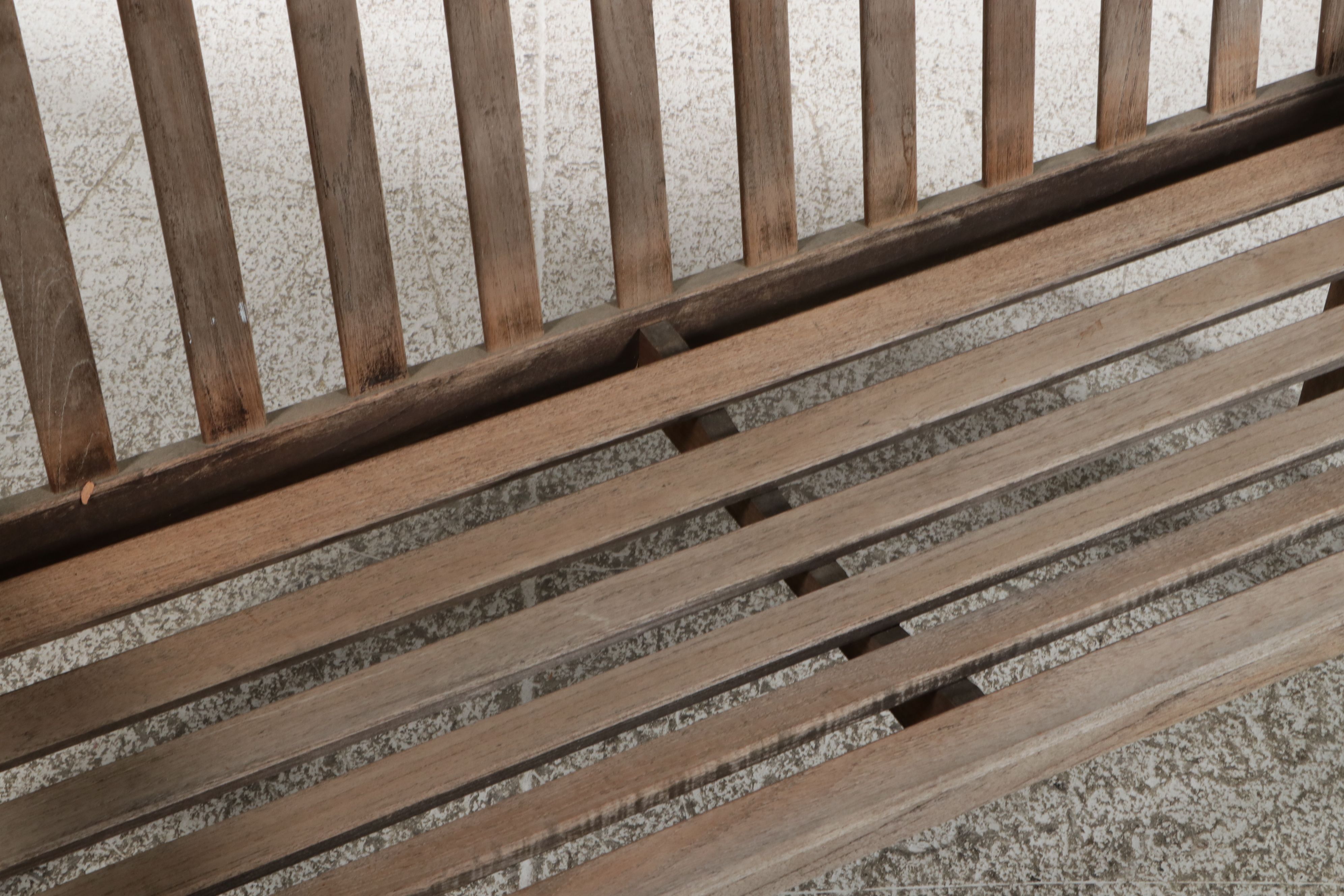 Smith & Hawken Teak Garden Bench with Striped Cushion