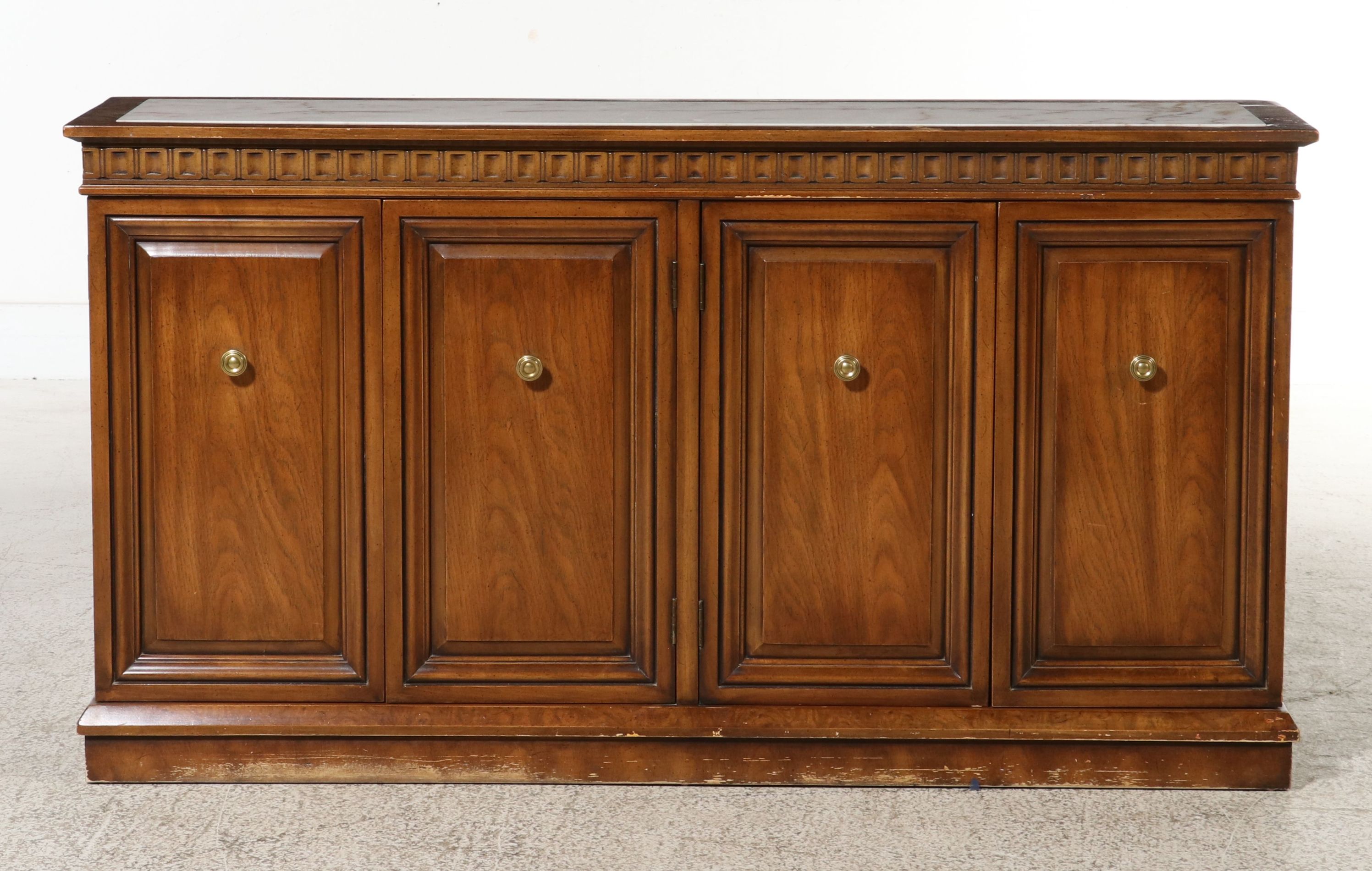 Georgian Revival Credenza with Inset Marble Top, 20th Century