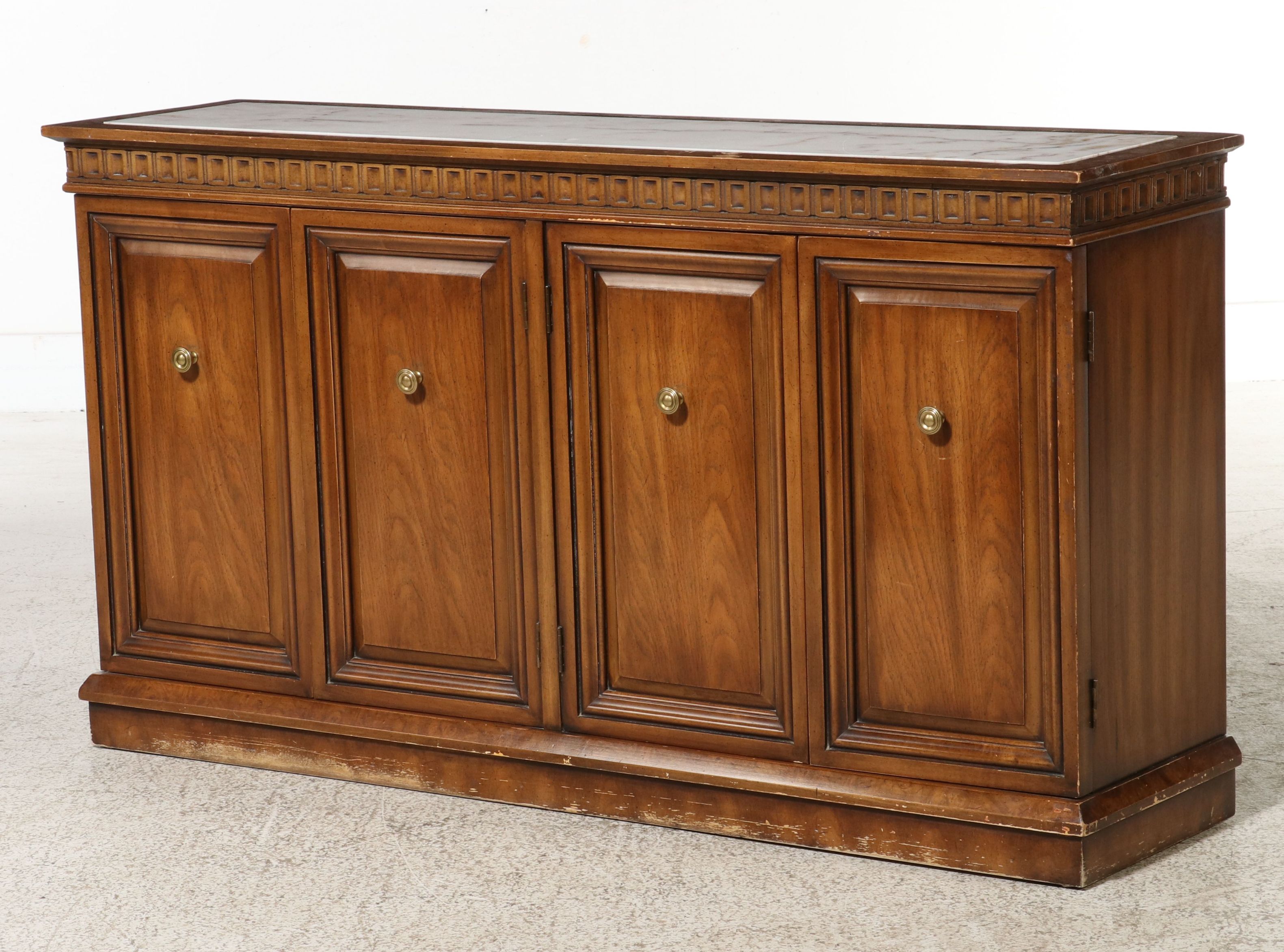 Georgian Revival Credenza with Inset Marble Top, 20th Century