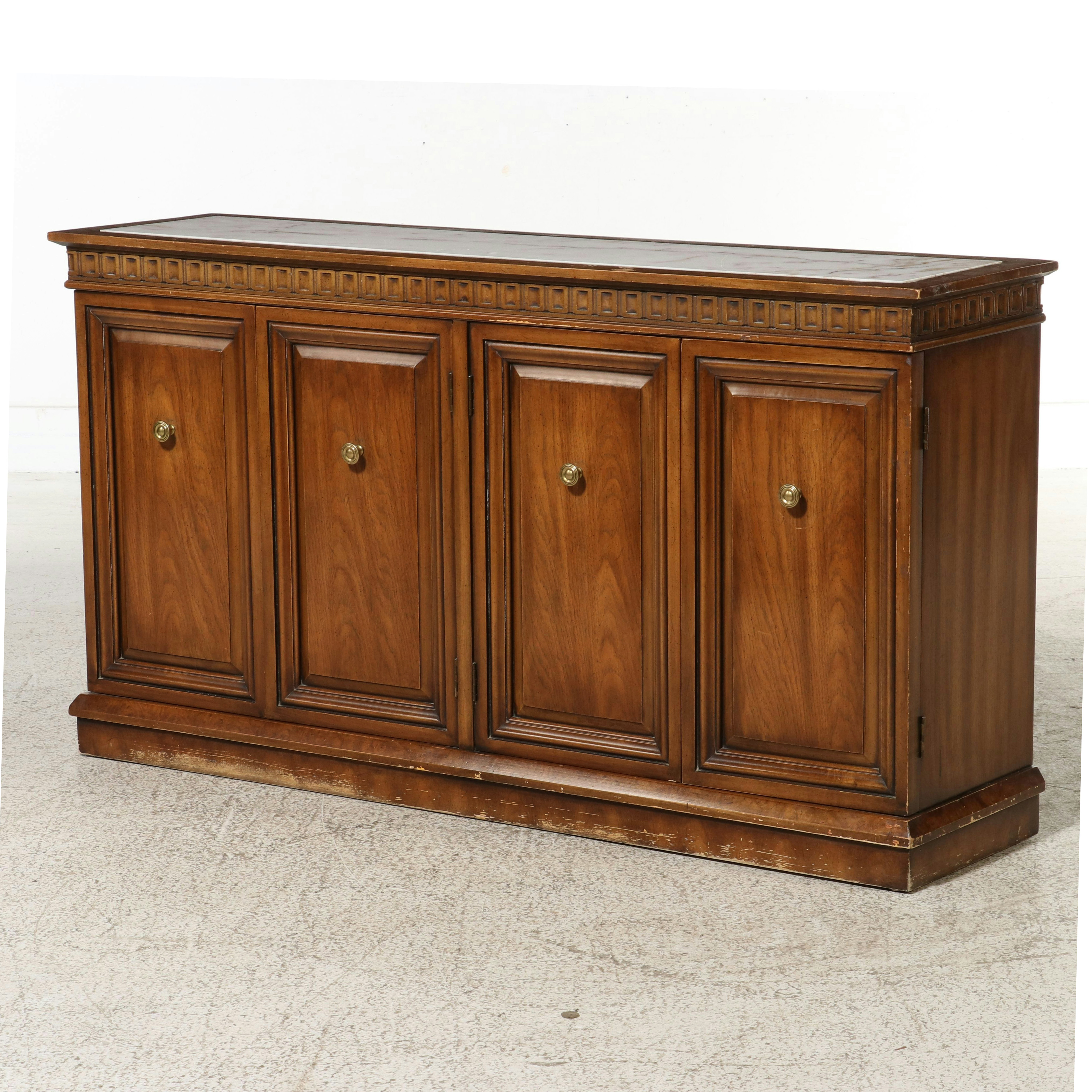 Georgian Revival Credenza with Inset Marble Top, 20th Century