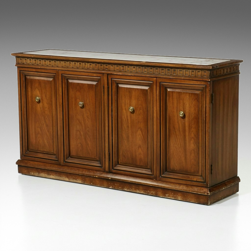Georgian Revival Credenza with Inset Marble Top, 20th Century