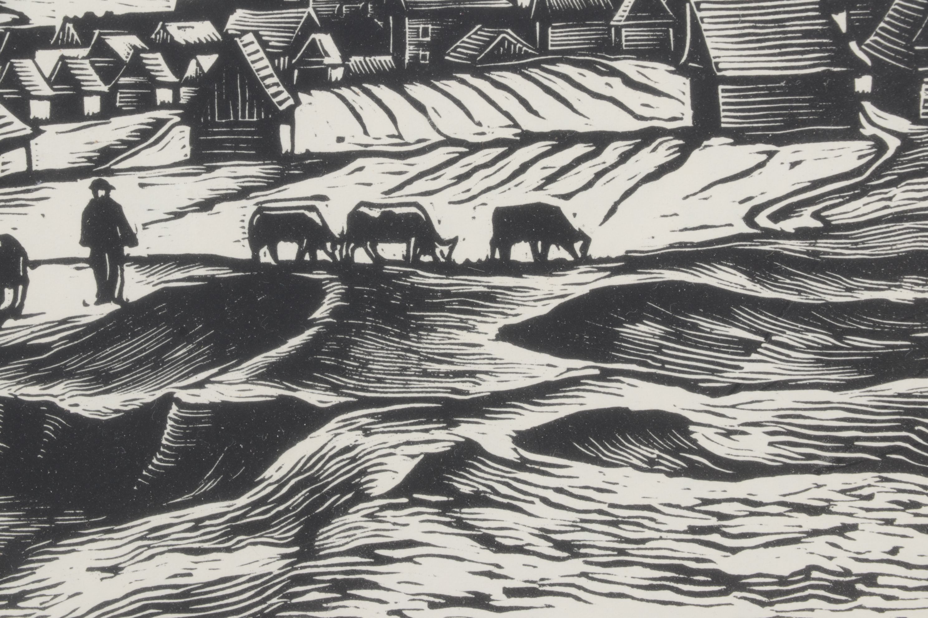 Ferdiš Duša Woodcut Print "Važec", Early to Mid-20th Century