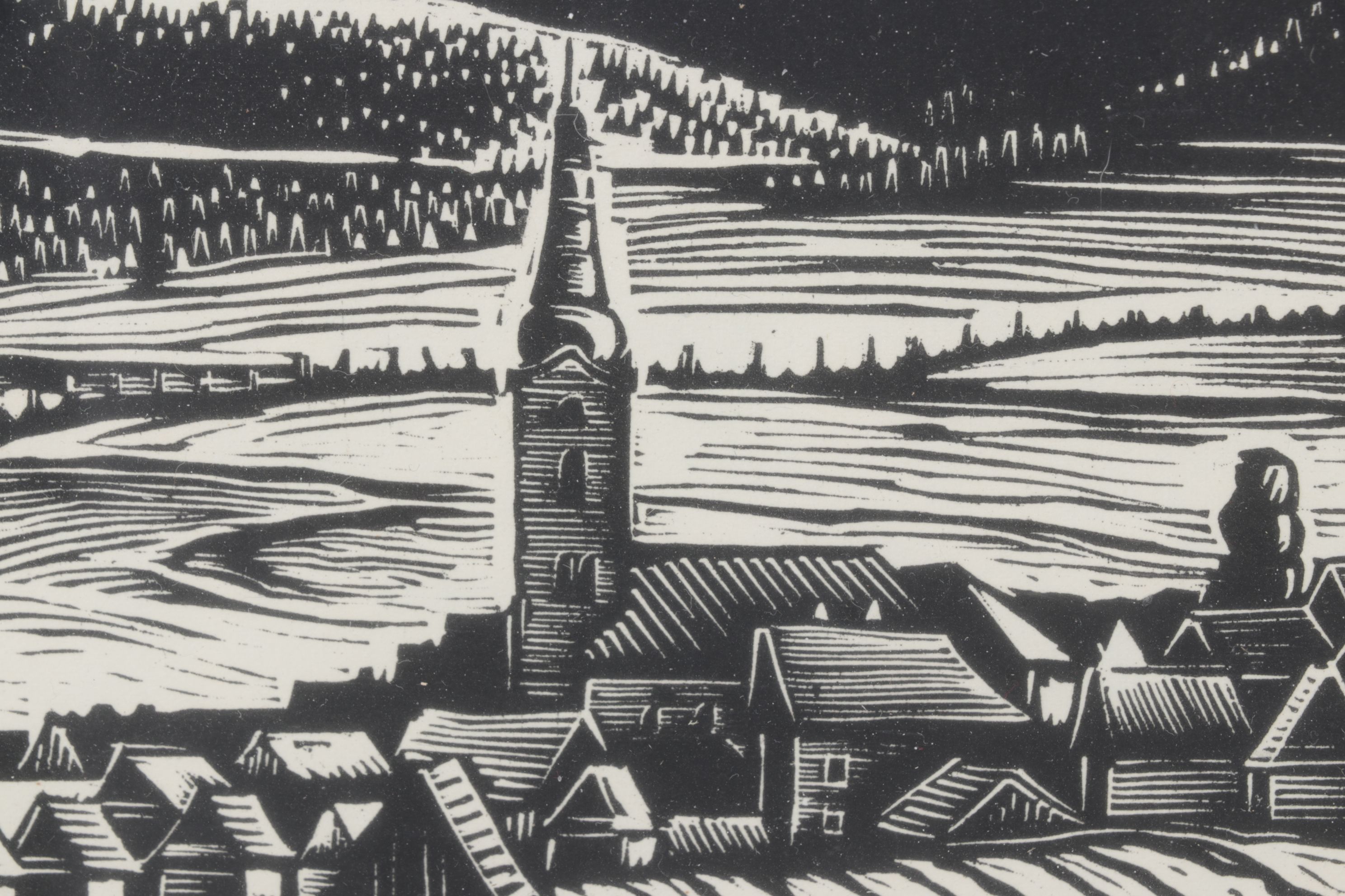 Ferdiš Duša Woodcut Print "Važec", Early to Mid-20th Century