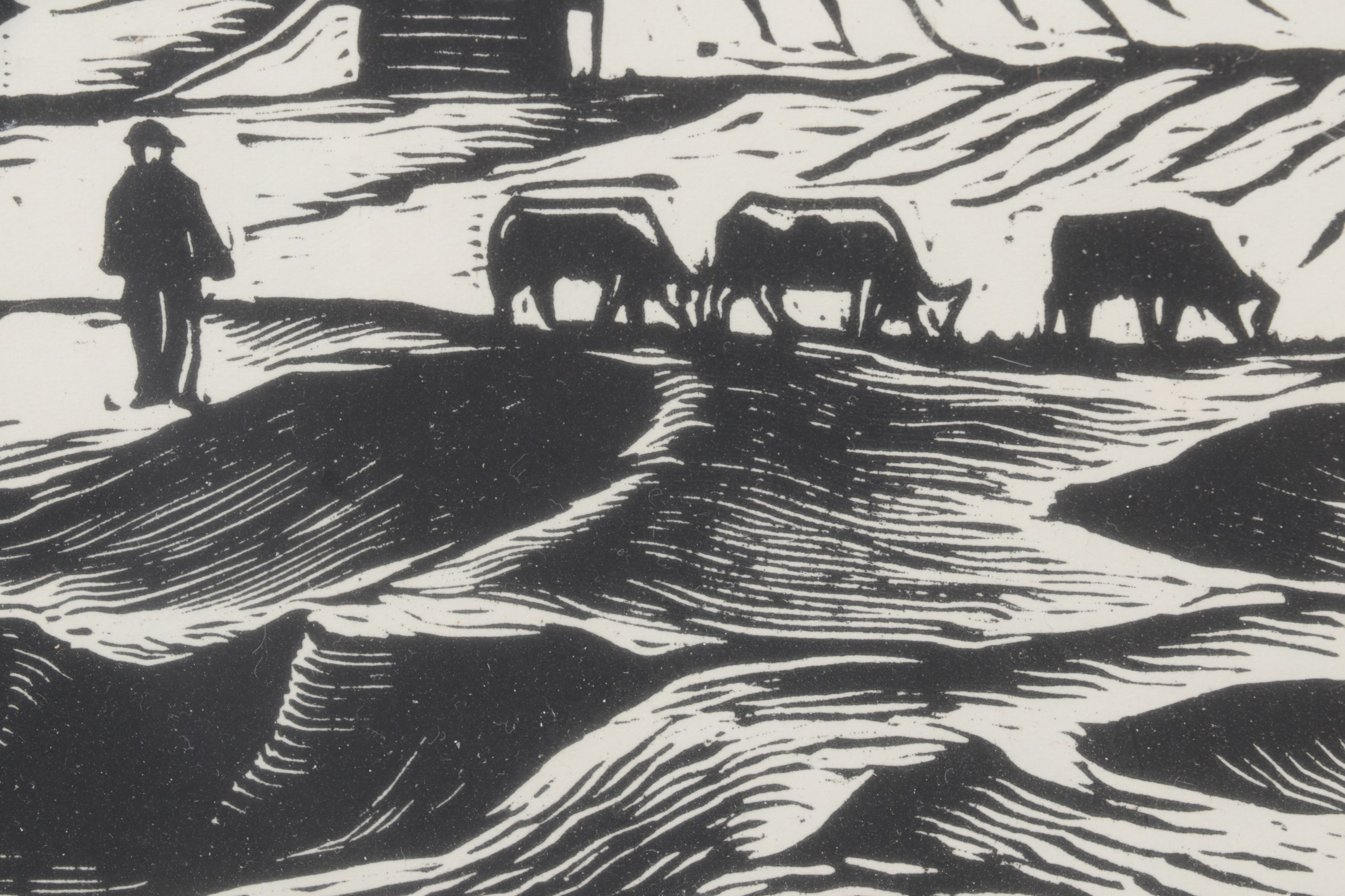 Ferdiš Duša Woodcut Print "Važec", Early to Mid-20th Century