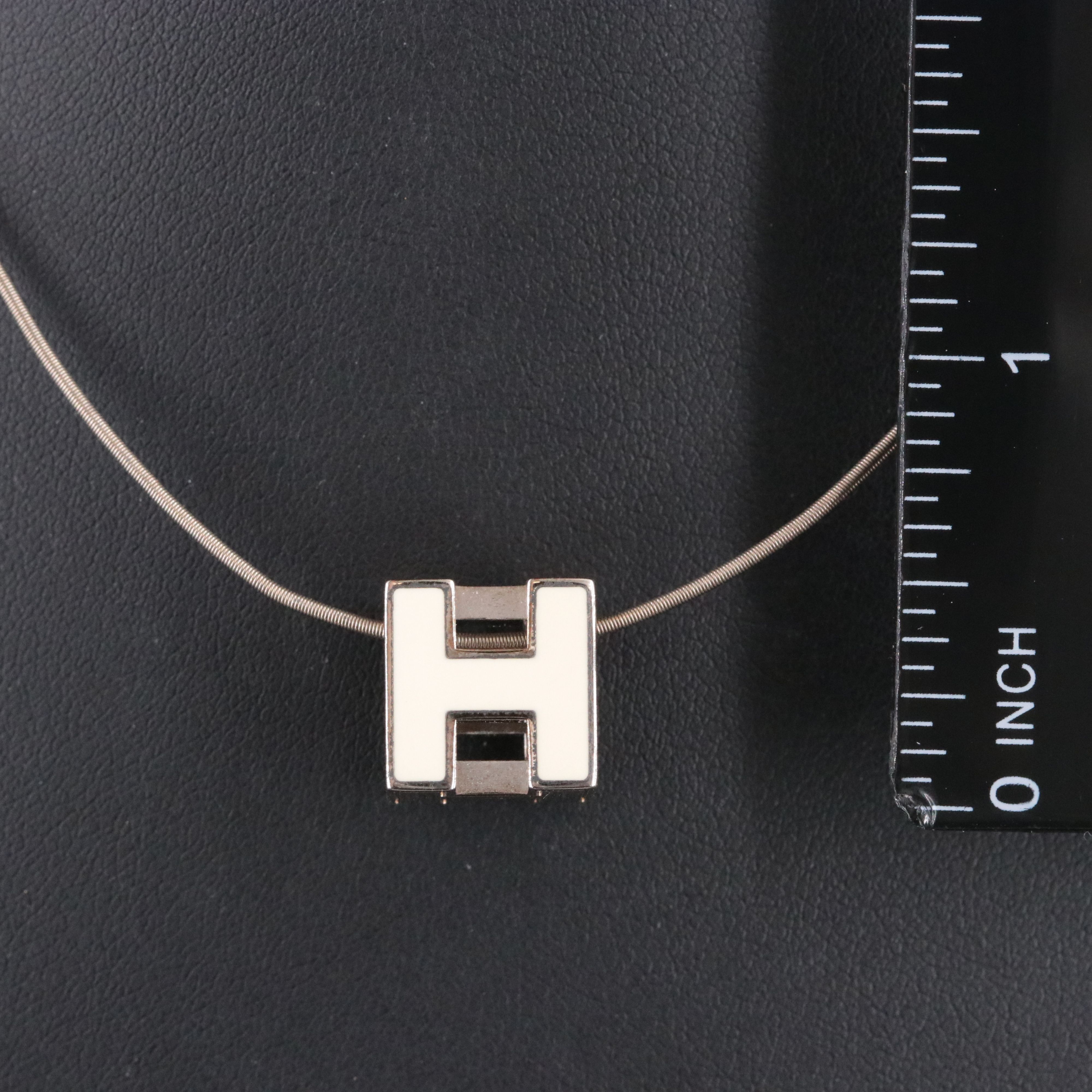 Hermès Cage d'H Cream Enamel Cube Necklace