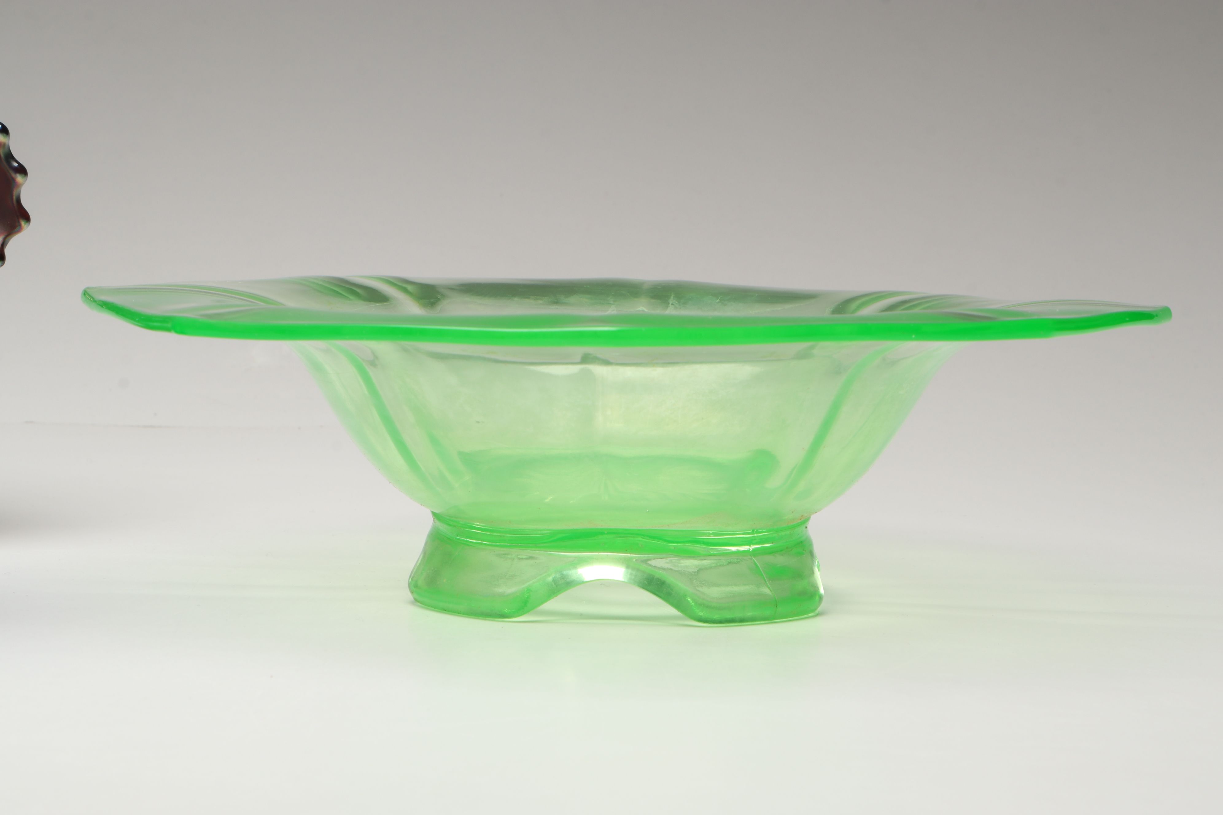 Hazel Atlas Condiment Cups with Other Uranium and Vintage Glass Tableware