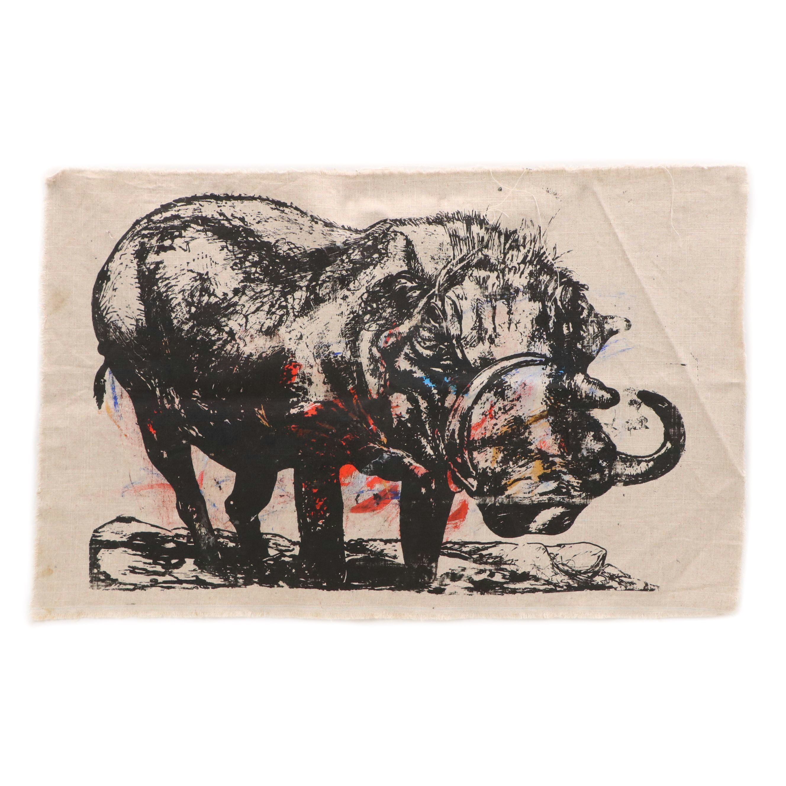 Eric Ajama Embellished Screenprint of Warthog