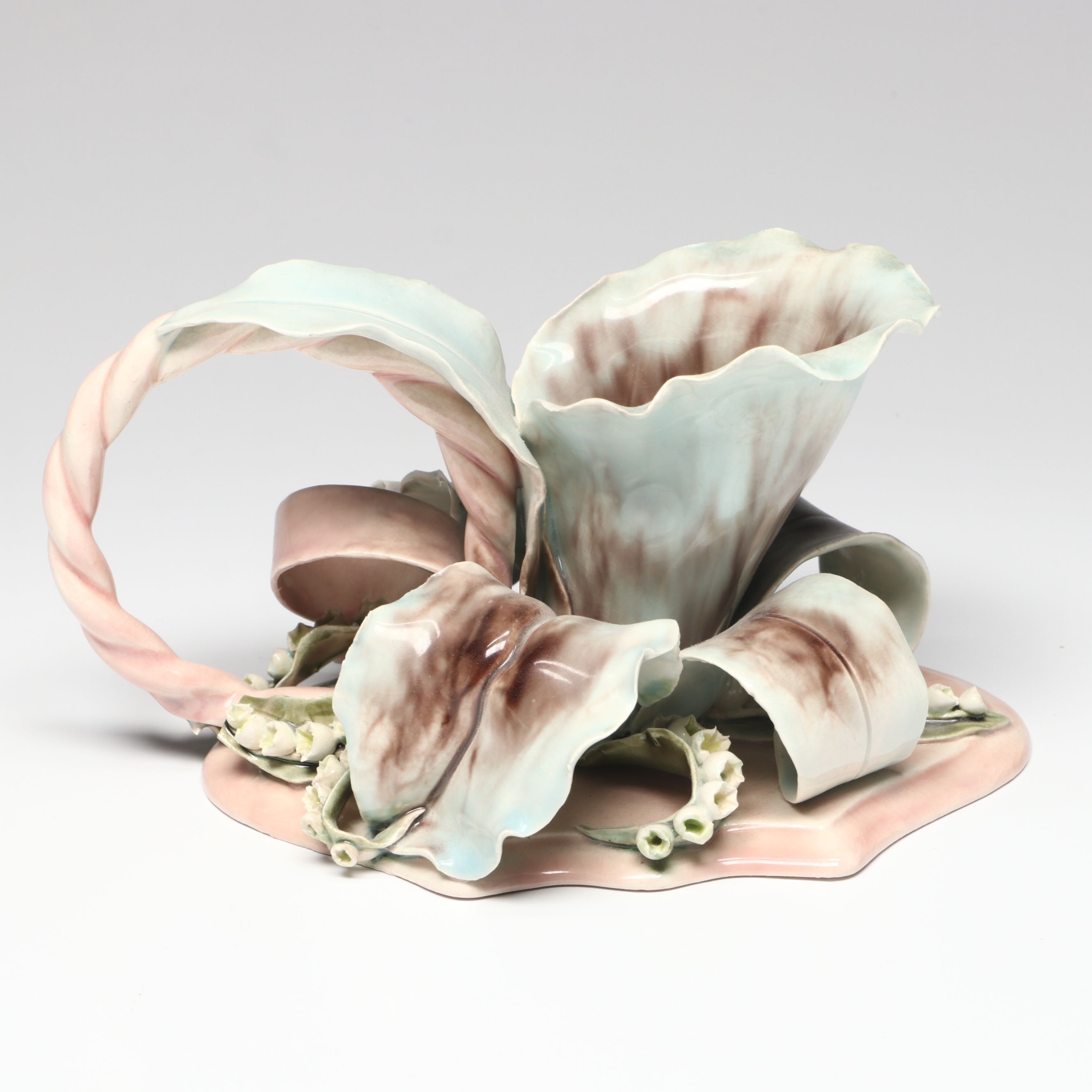 Hobe Rococo Style Floral Porcelain Decorative Box and Chamberstick