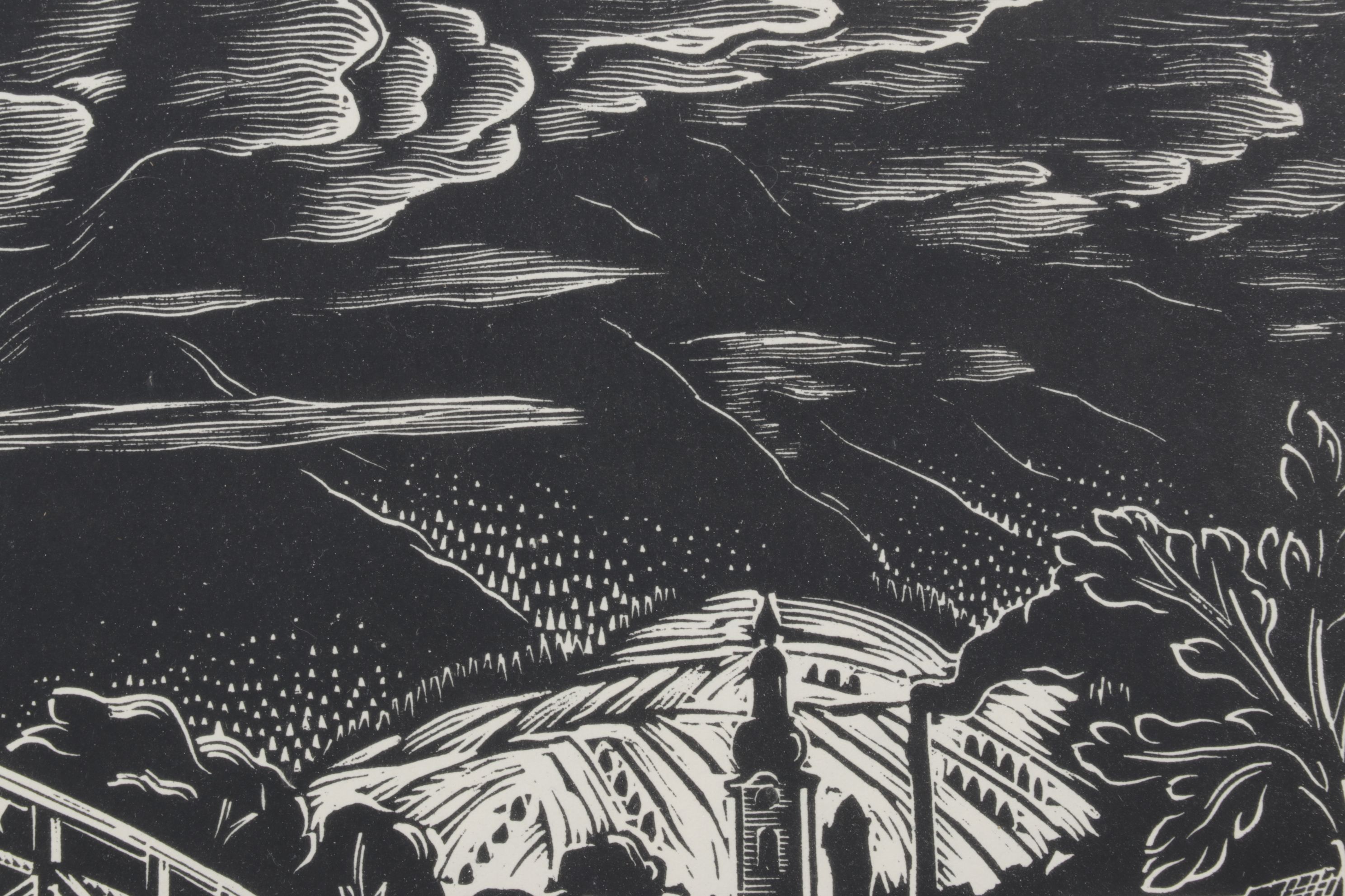Ferdiš Duša Woodcut Print "Vrbica pri Lipt Sv. Mikuláši"