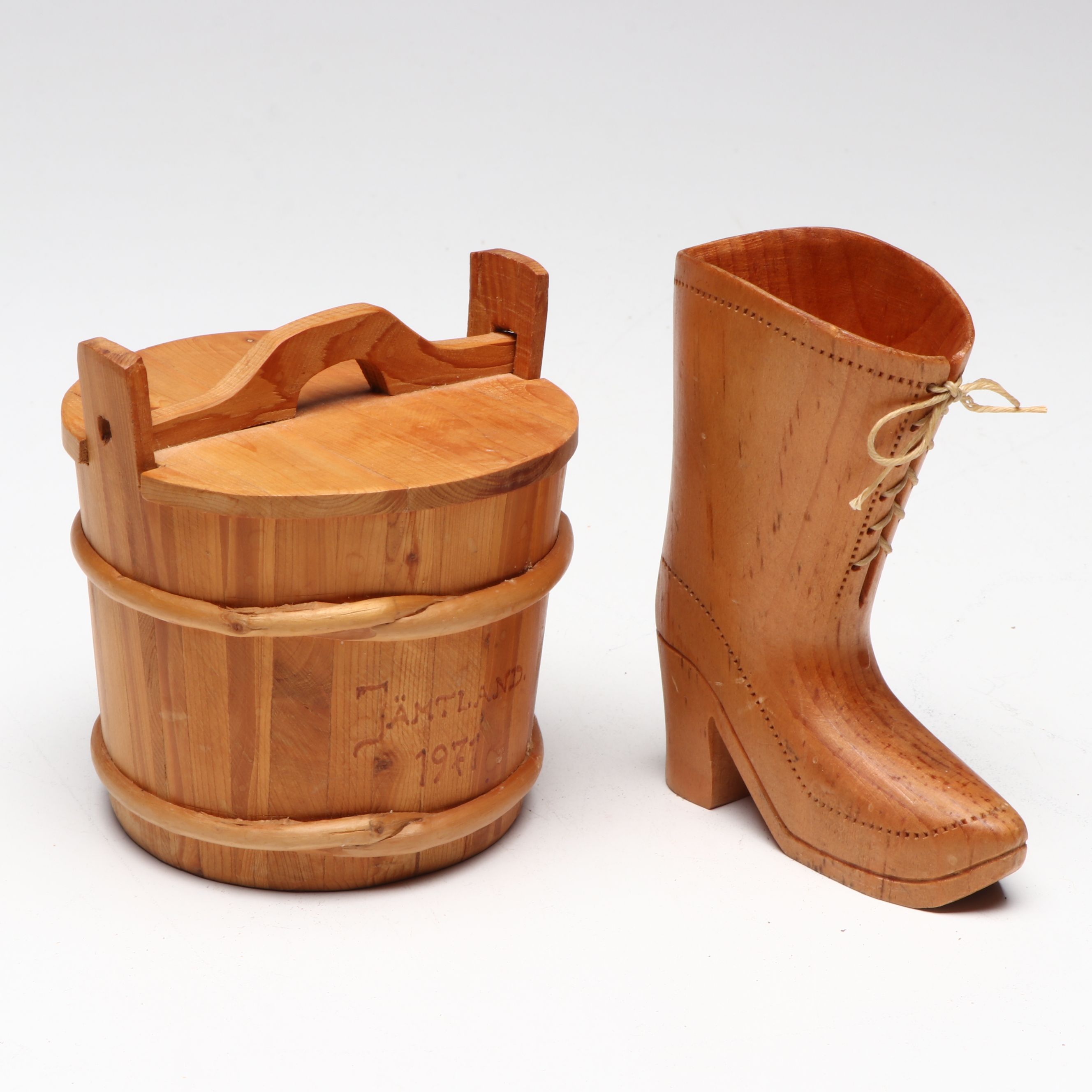 Munising Bowl with Scandinavian Style Wooden Lidded Bucket and Other Décor