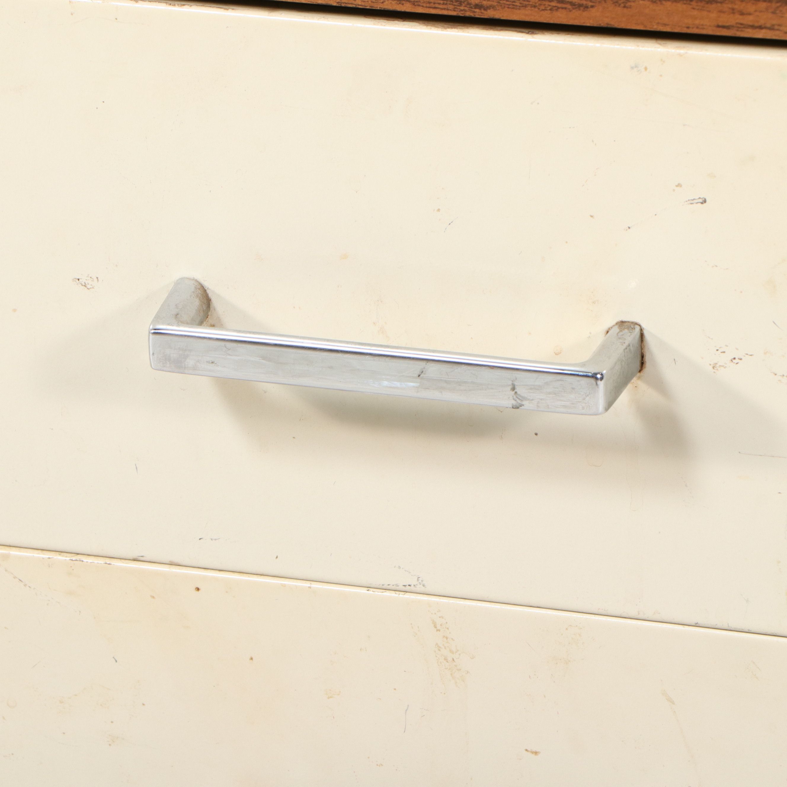 Mid Century Modern Steel and Faux Wood Laminate Office Desk