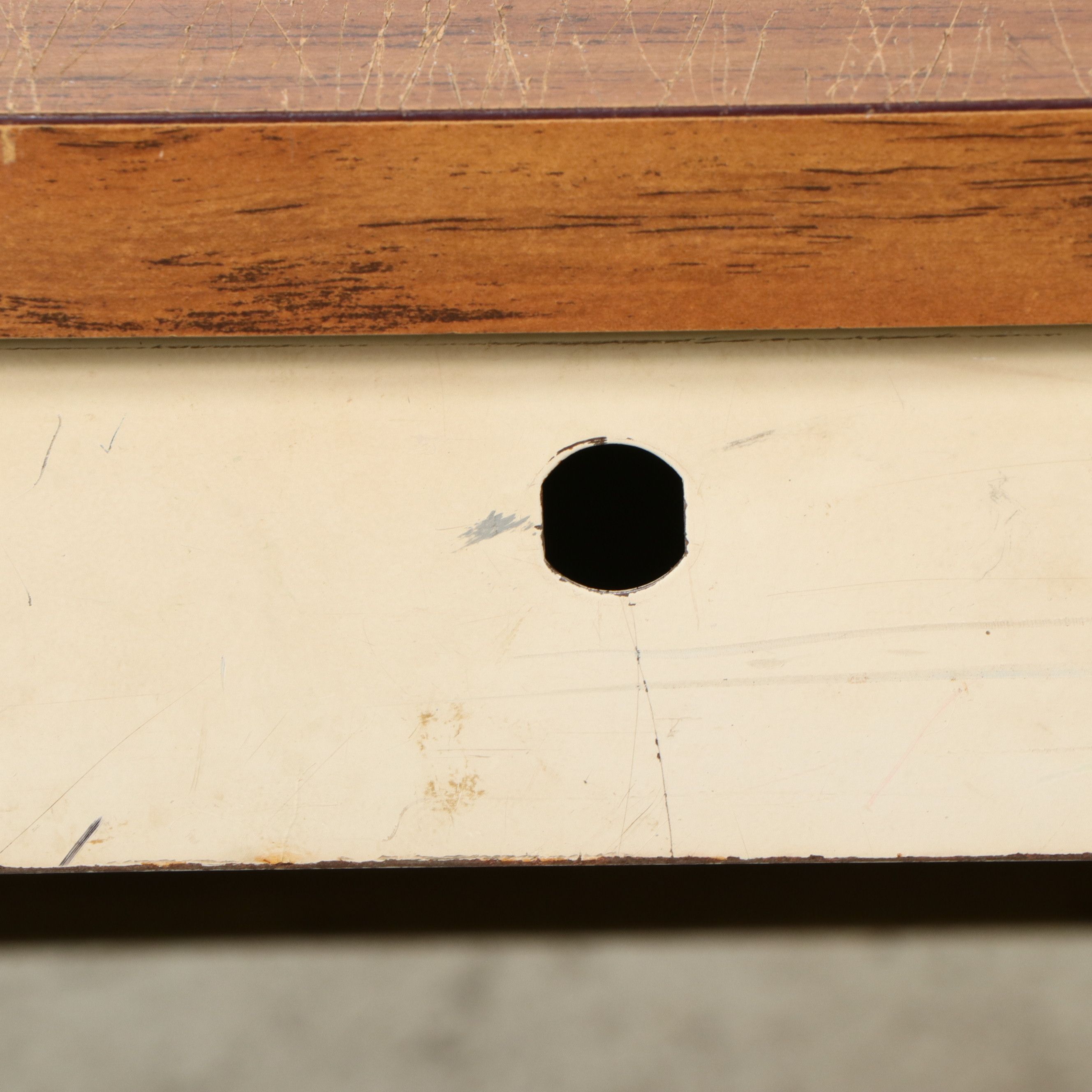 Mid Century Modern Steel and Faux Wood Laminate Office Desk