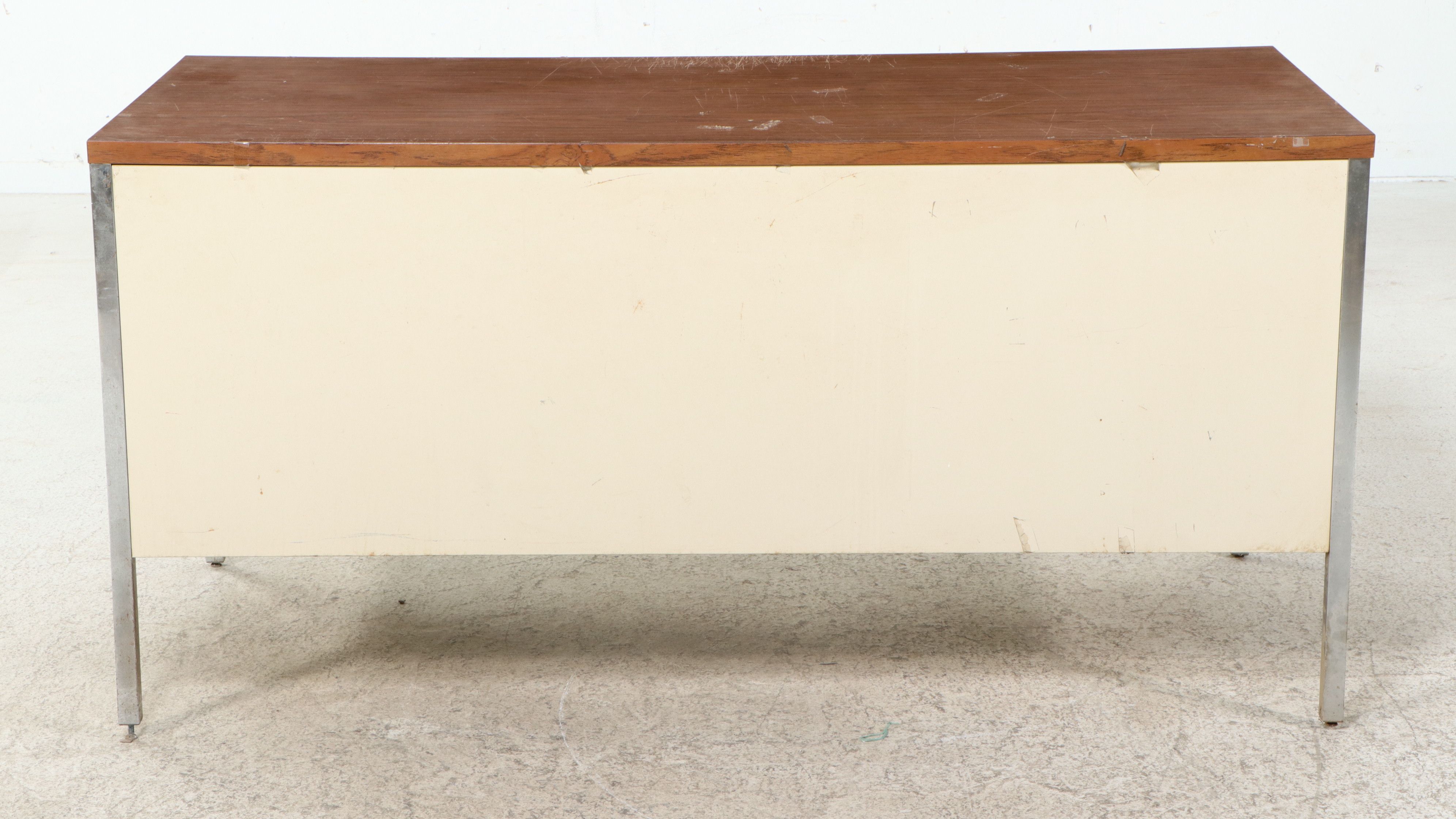 Mid Century Modern Steel and Faux Wood Laminate Office Desk