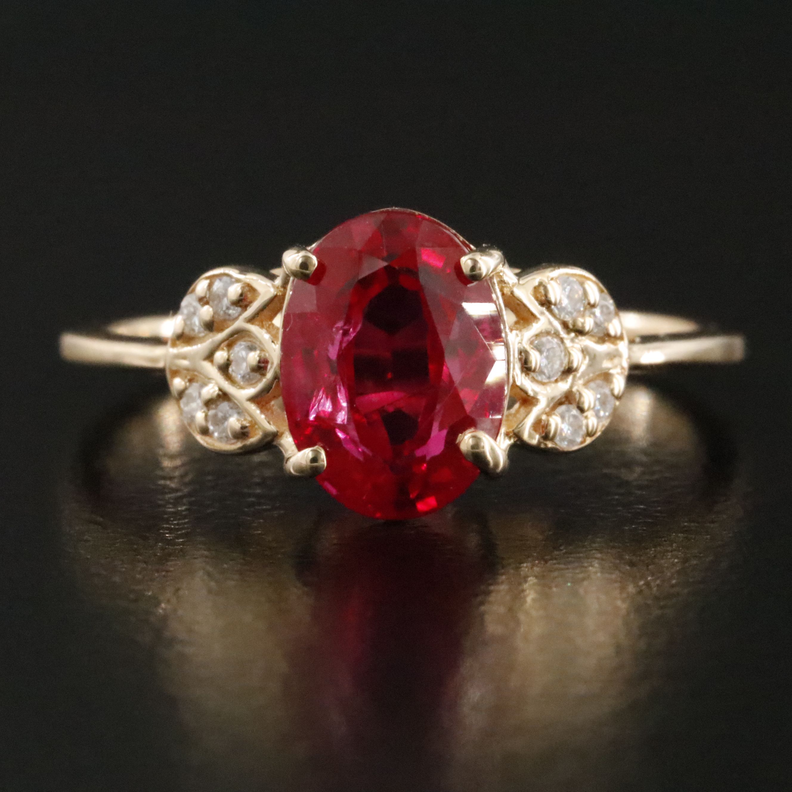 14K 1.74 CT Lab Grown Ruby and Moissanite Ring