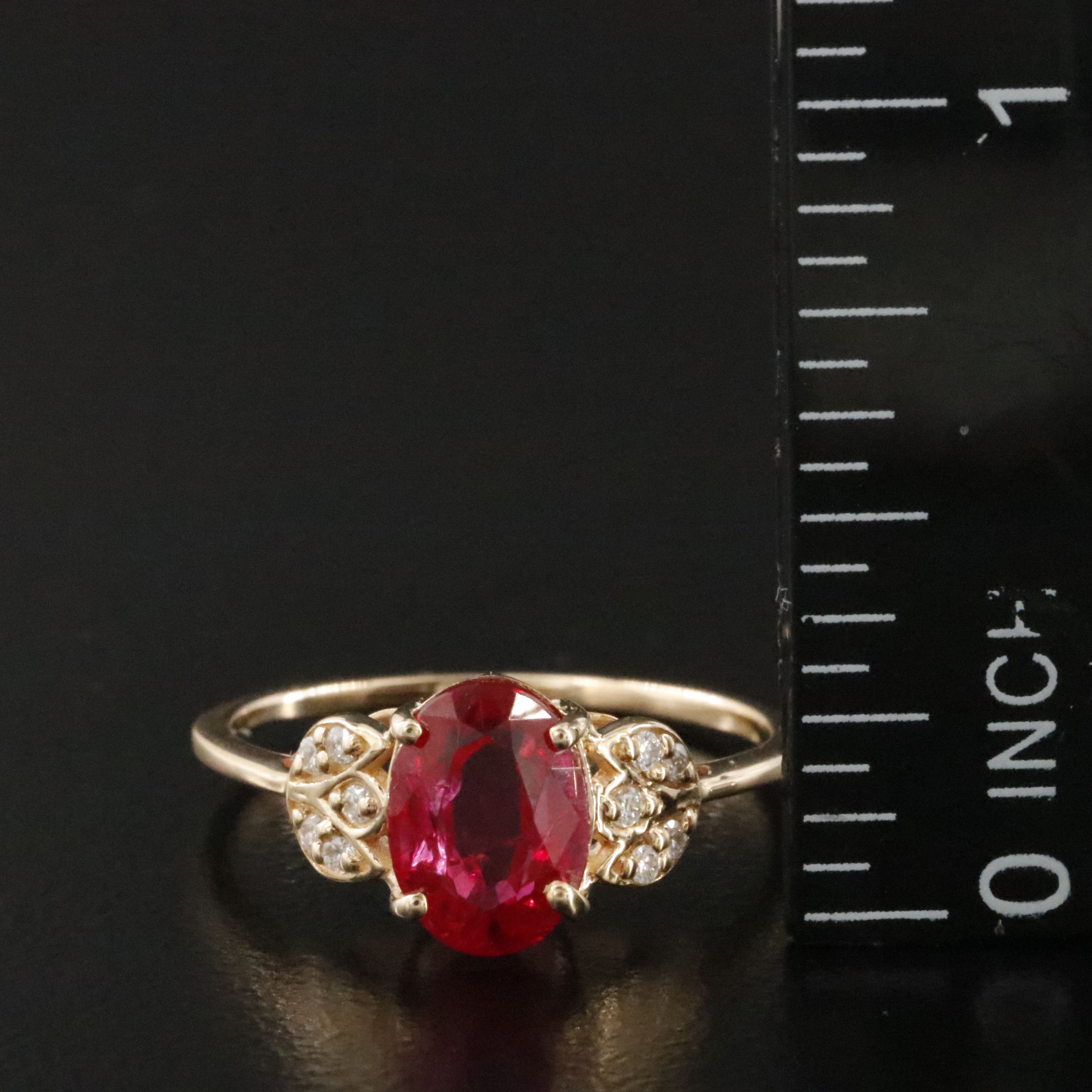 14K 1.74 CT Lab Grown Ruby and Moissanite Ring