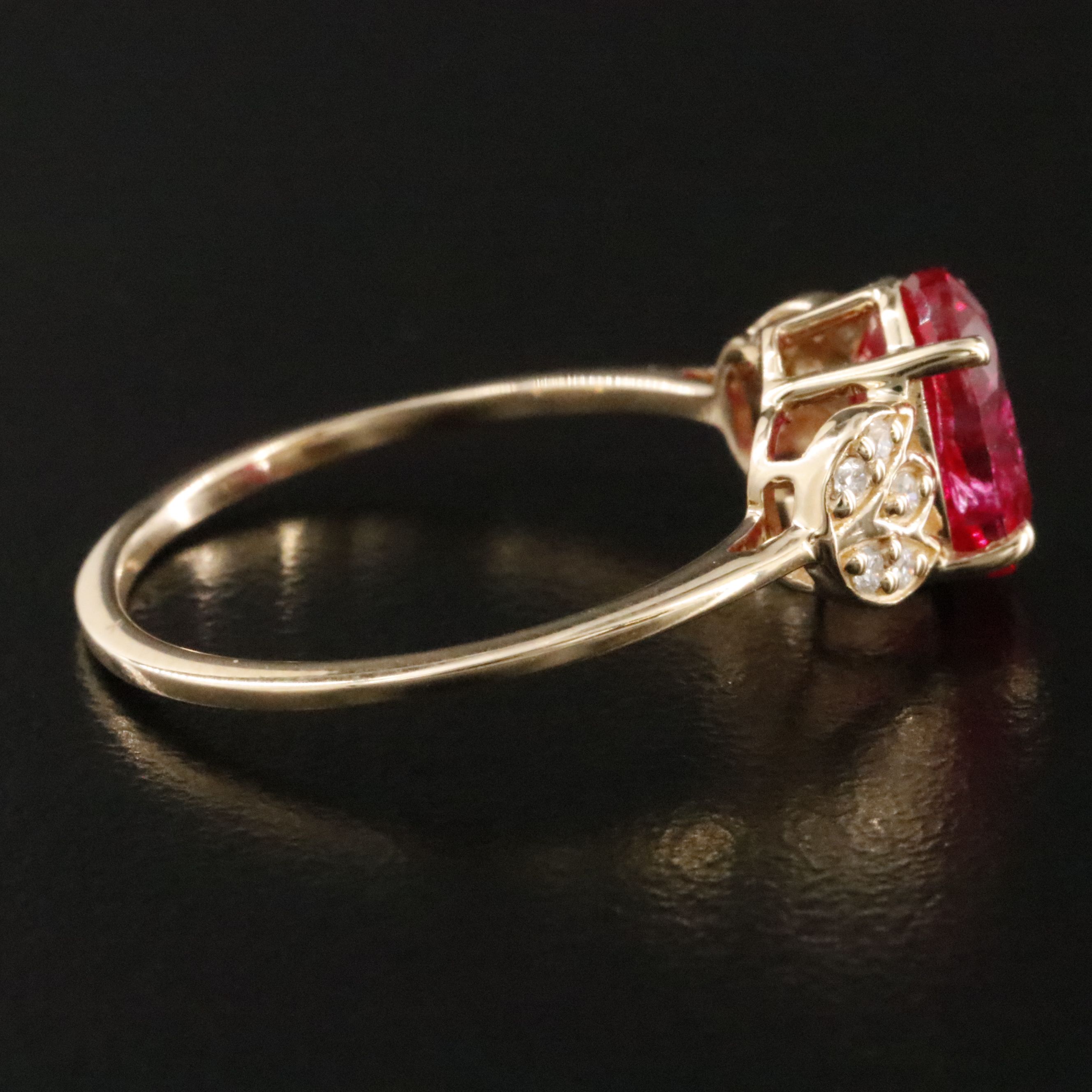 14K 1.74 CT Lab Grown Ruby and Moissanite Ring